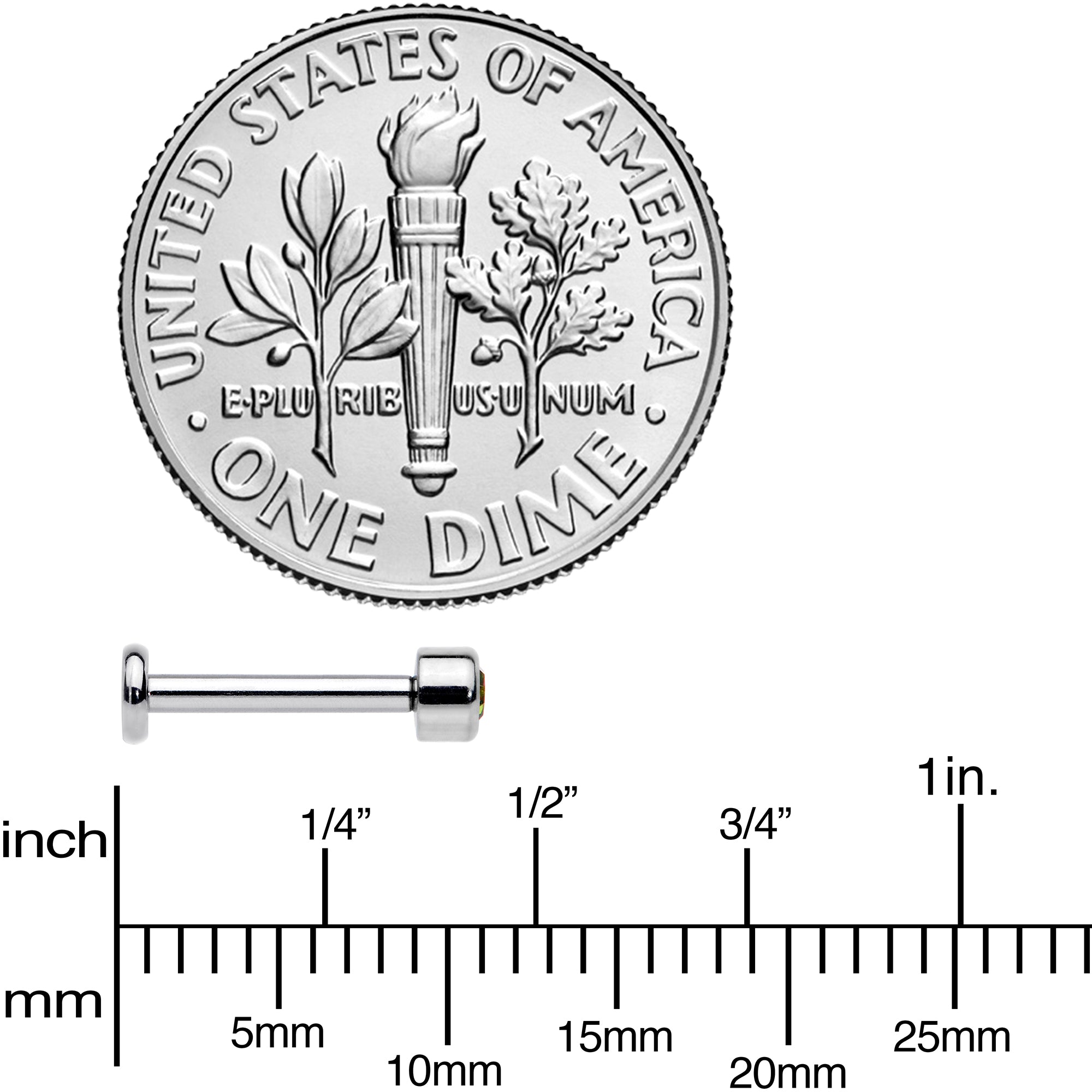 16G 5/16 Vitrail Gem Grade 23 Titanium Internally Threaded Labret