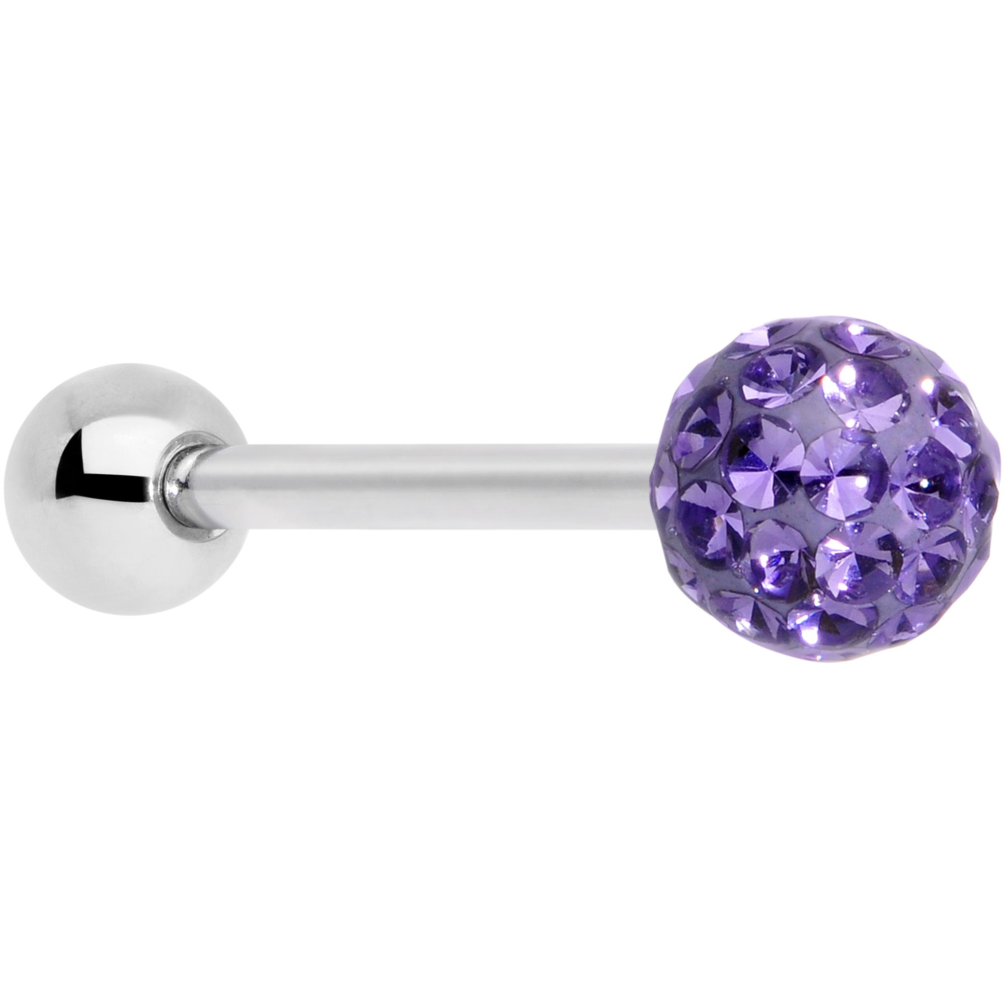 Purple Gem Disco Ball Barbell Tongue Ring