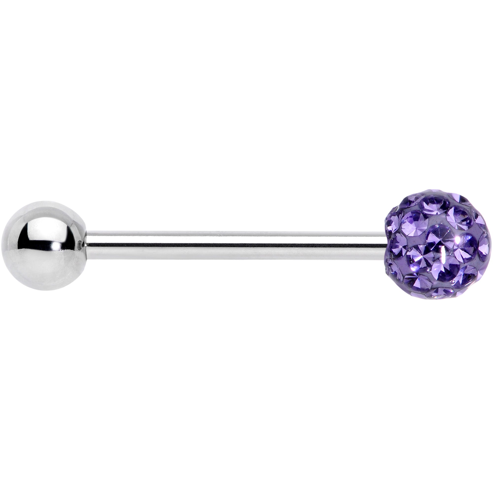 Purple Gem Disco Ball Barbell Tongue Ring