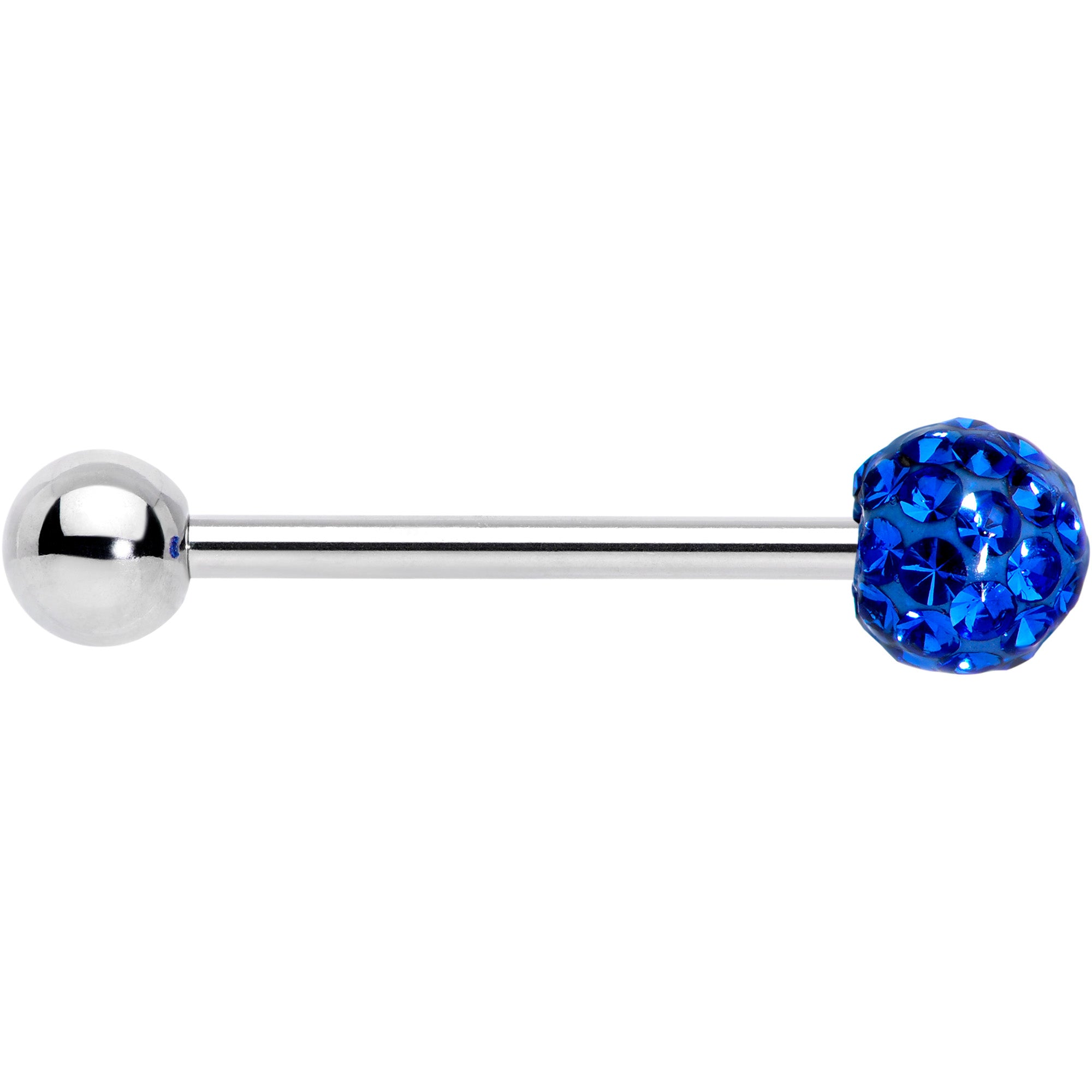 Blue Gem Disco Ball Barbell Tongue Ring
