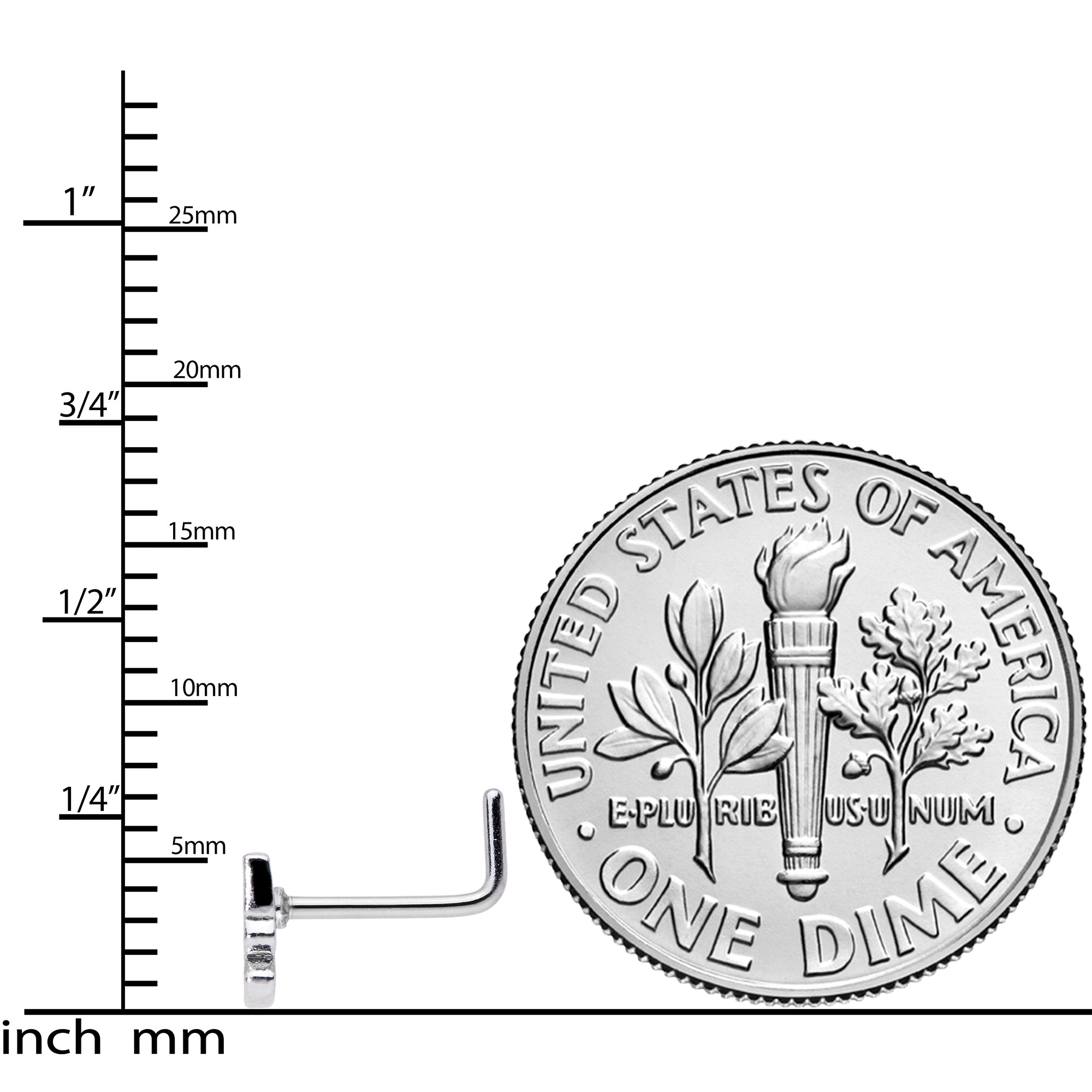 20G 7mm White Boo Halloween L Shaped Nose Ring