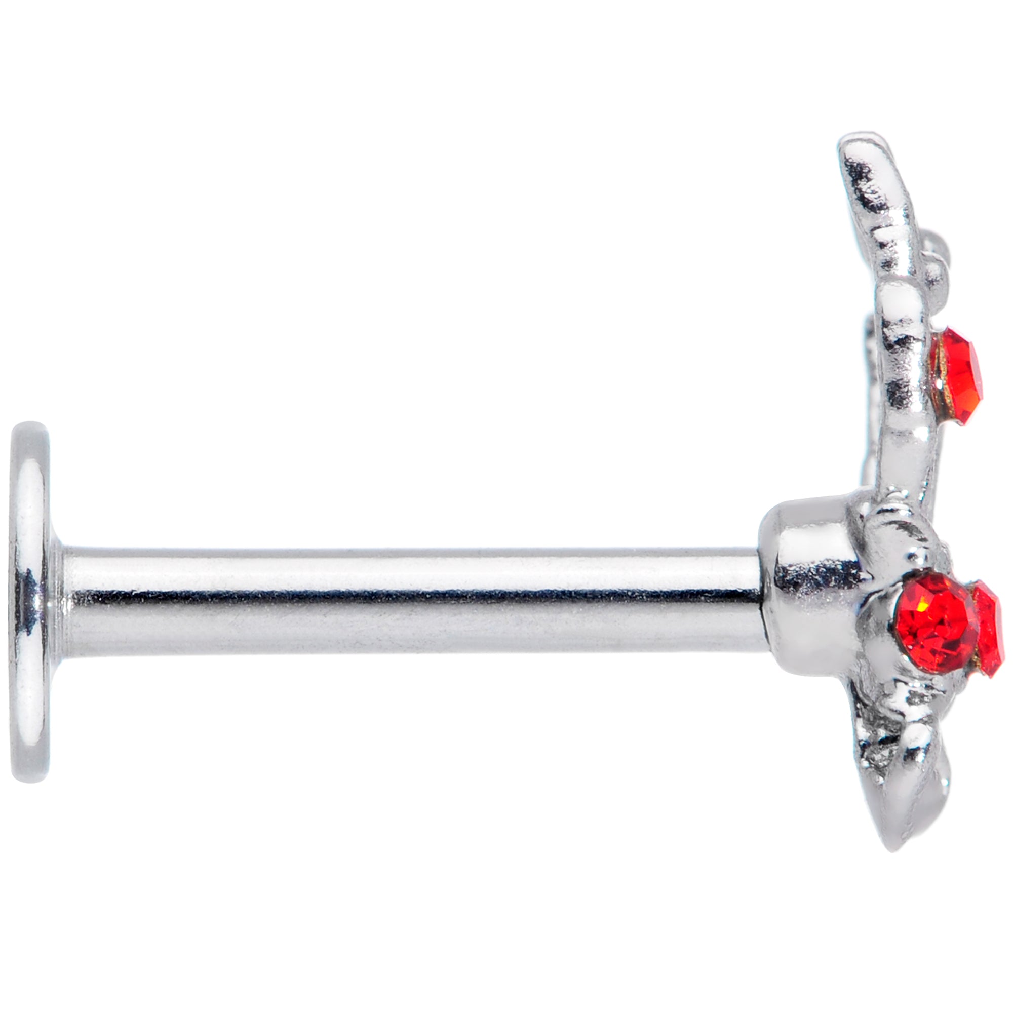 16G 5/16 Red Gem Skeleton Hand Halloween Labret Monroe Tragus