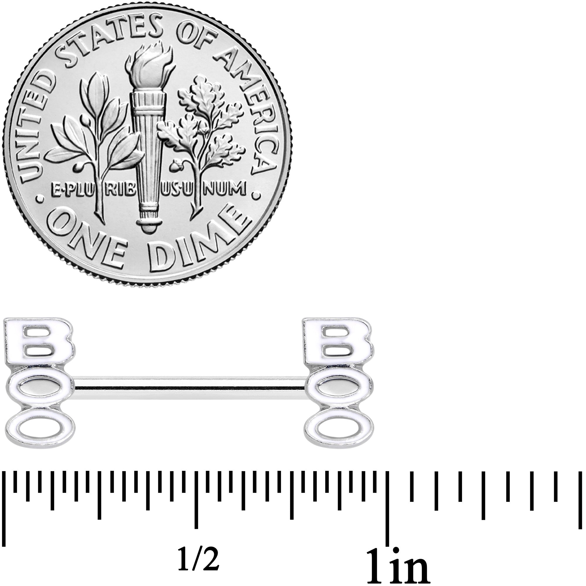 14G 9/16 White Boo Halloween Barbell Nipple Ring Set