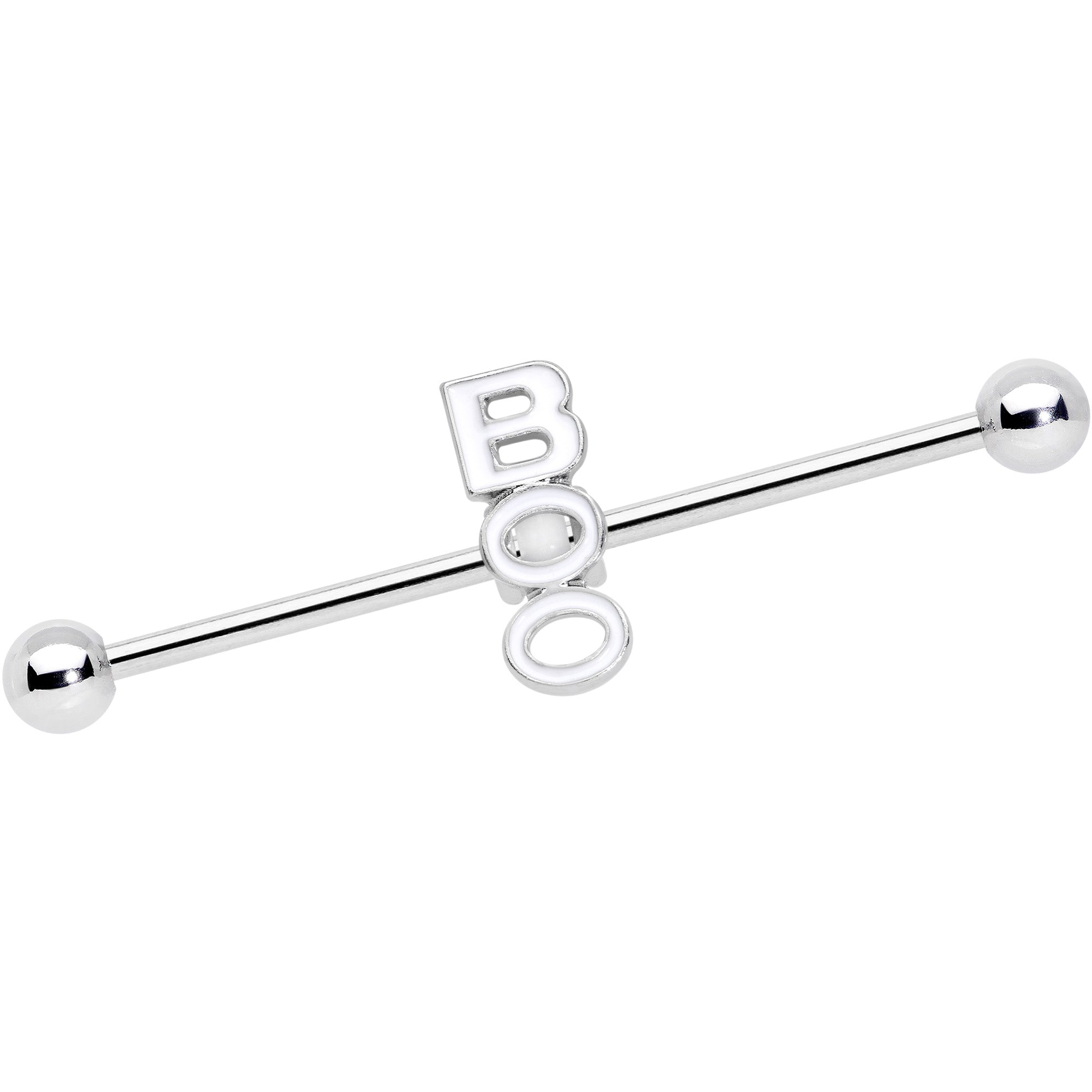 14G White Boo Halloween Industrial Barbell 38mm