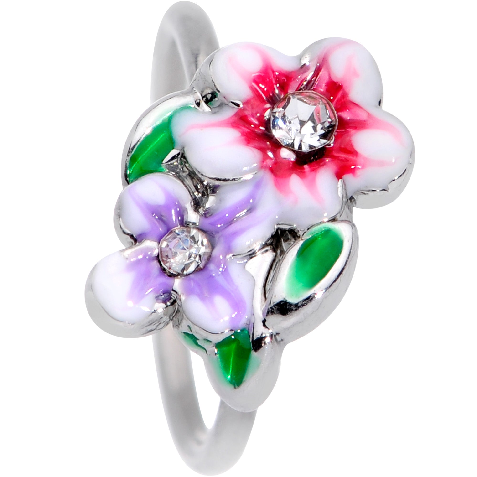 20G 5/16 Clear Gem Fanciful Flowers Nose Hoop