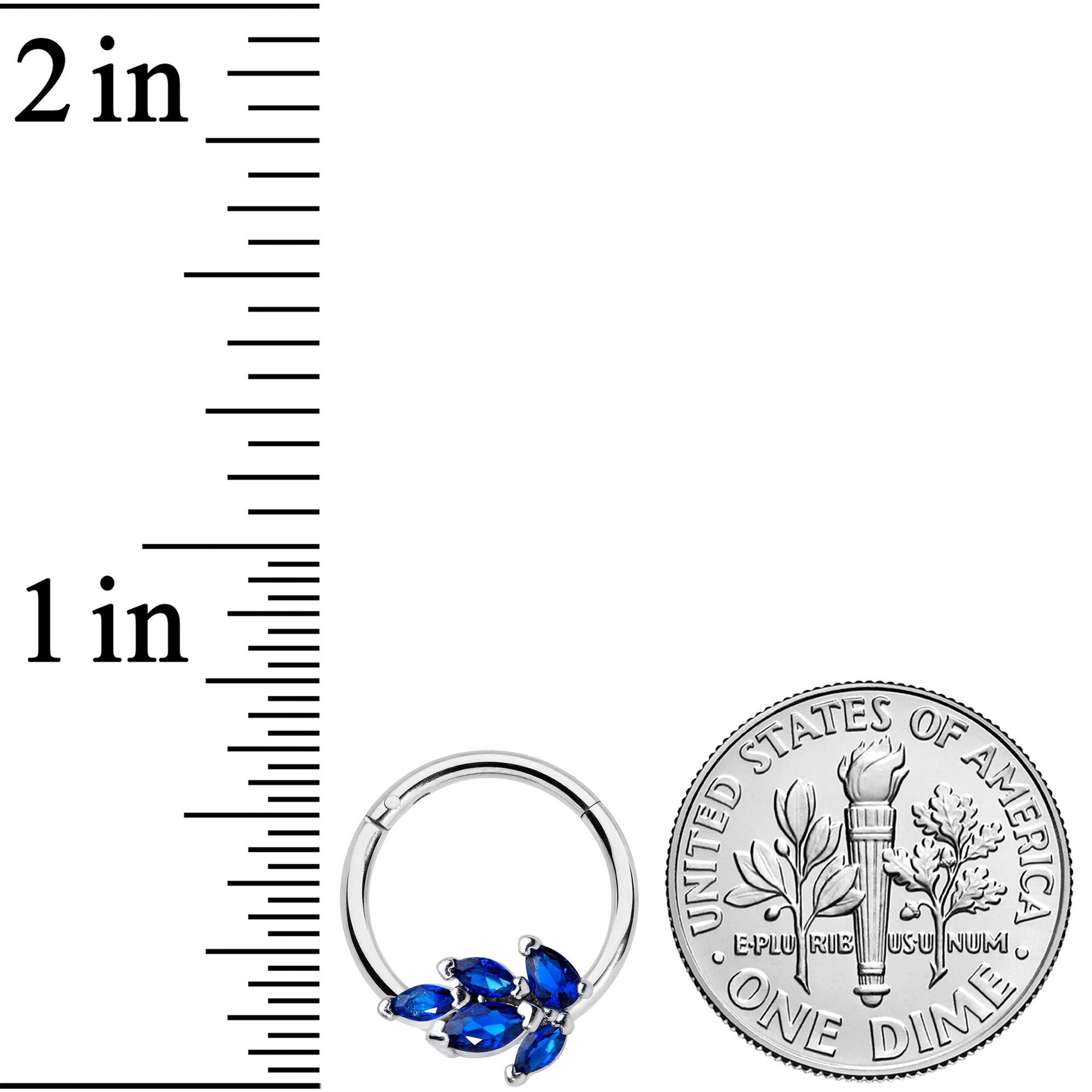 16G 3/8 Blue Gem Raindrop Hinged Segment Ring