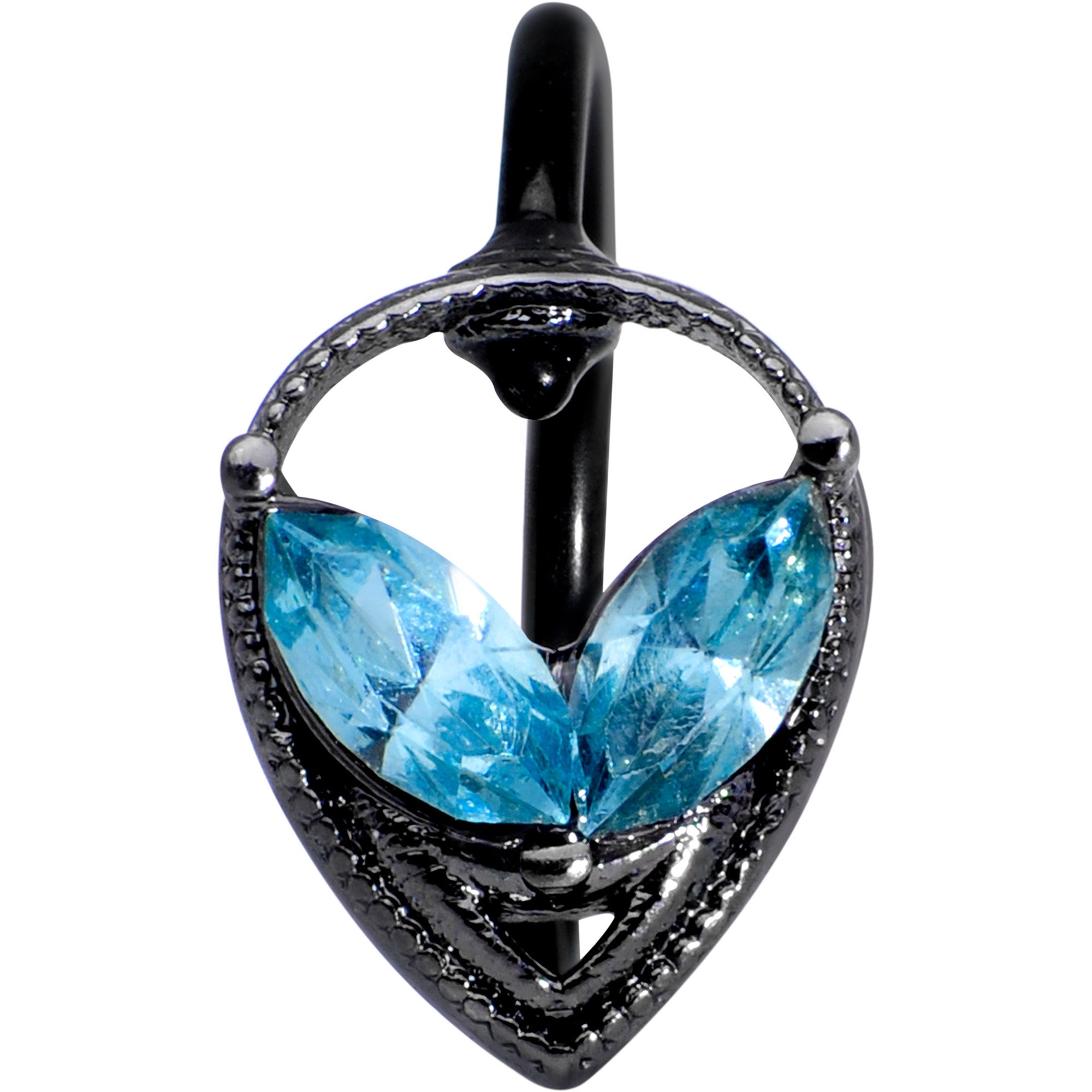 20G 5/16 Aqua Gem Black Alien Nose Hoop