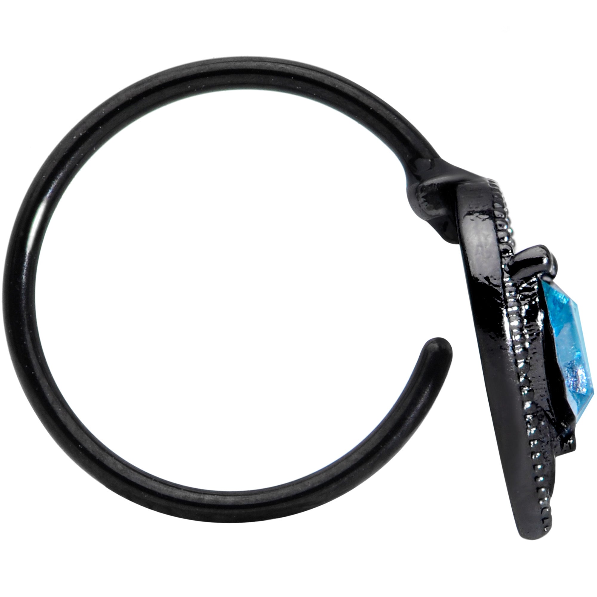 20G 5/16 Aqua Gem Black Alien Nose Hoop