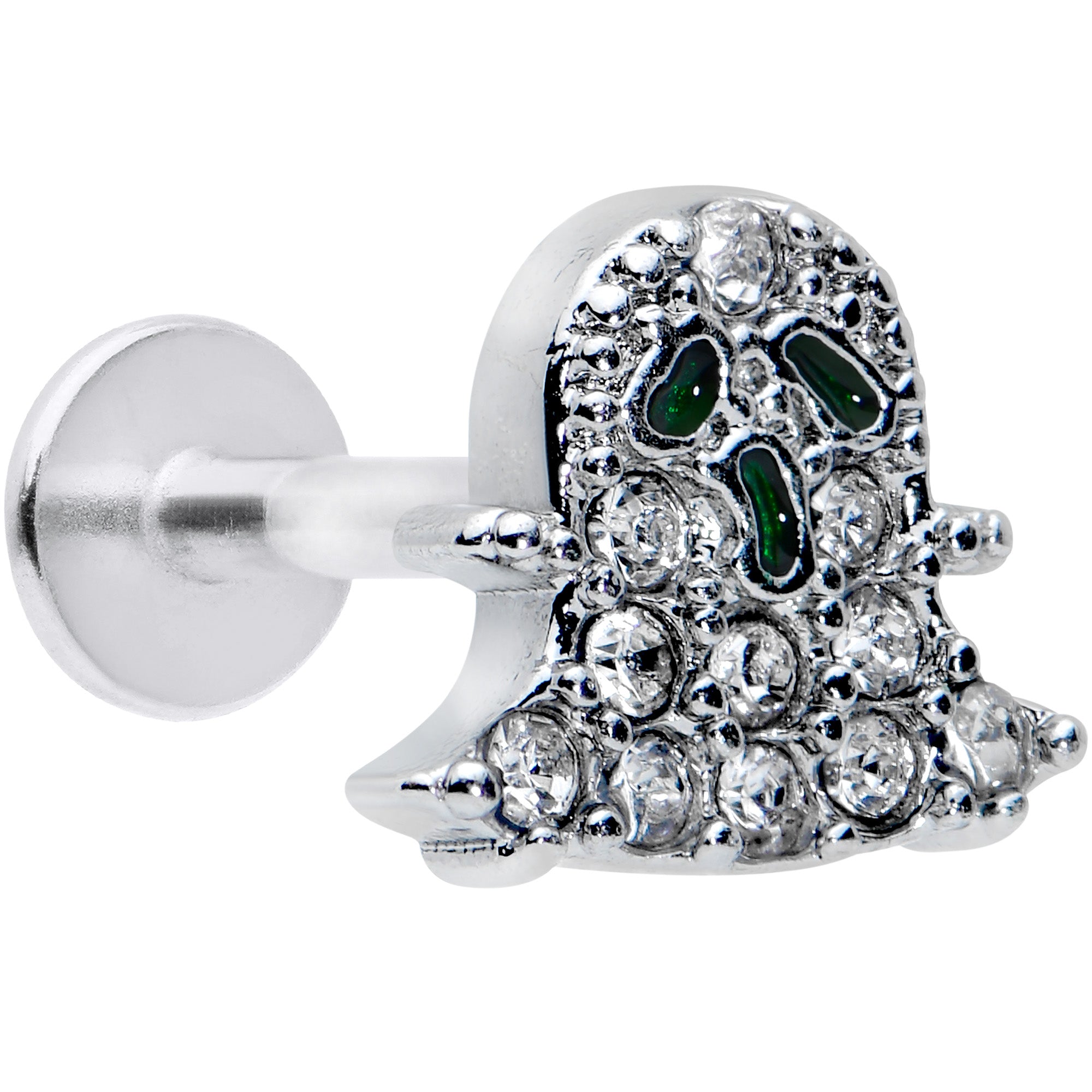 16G 1/4 Clear Gem Scary Ghost Halloween Labret Monroe Tragus