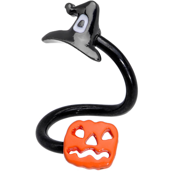 14 Gauge 3/8 Black Witch Cap Pumpkin Halloween Spiral Twister Belly Ring