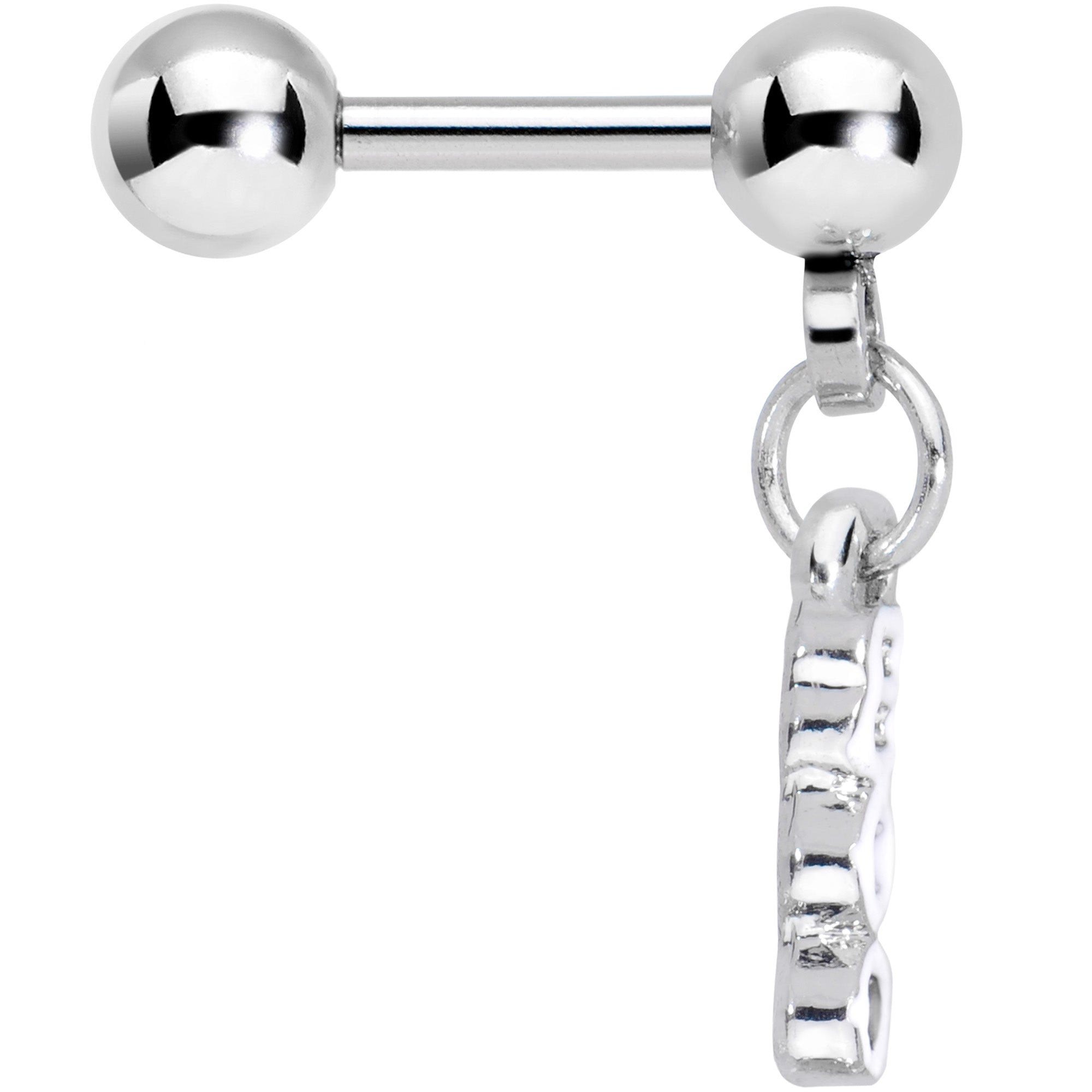 16G 1/4 White Boo Halloween Dangle Cartilage Tragus Earring