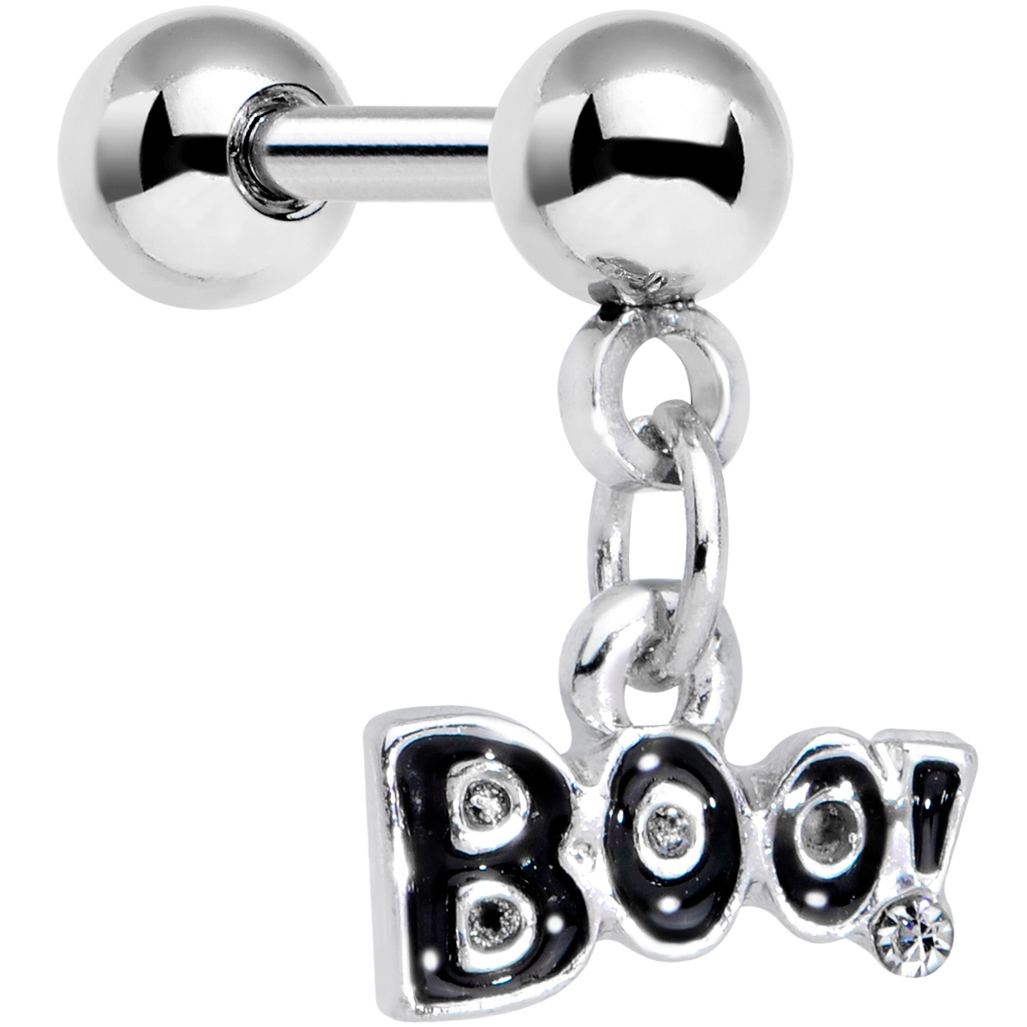 16G 1/4 Clear Gem Boo Halloween Dangle Cartilage Tragus Earring