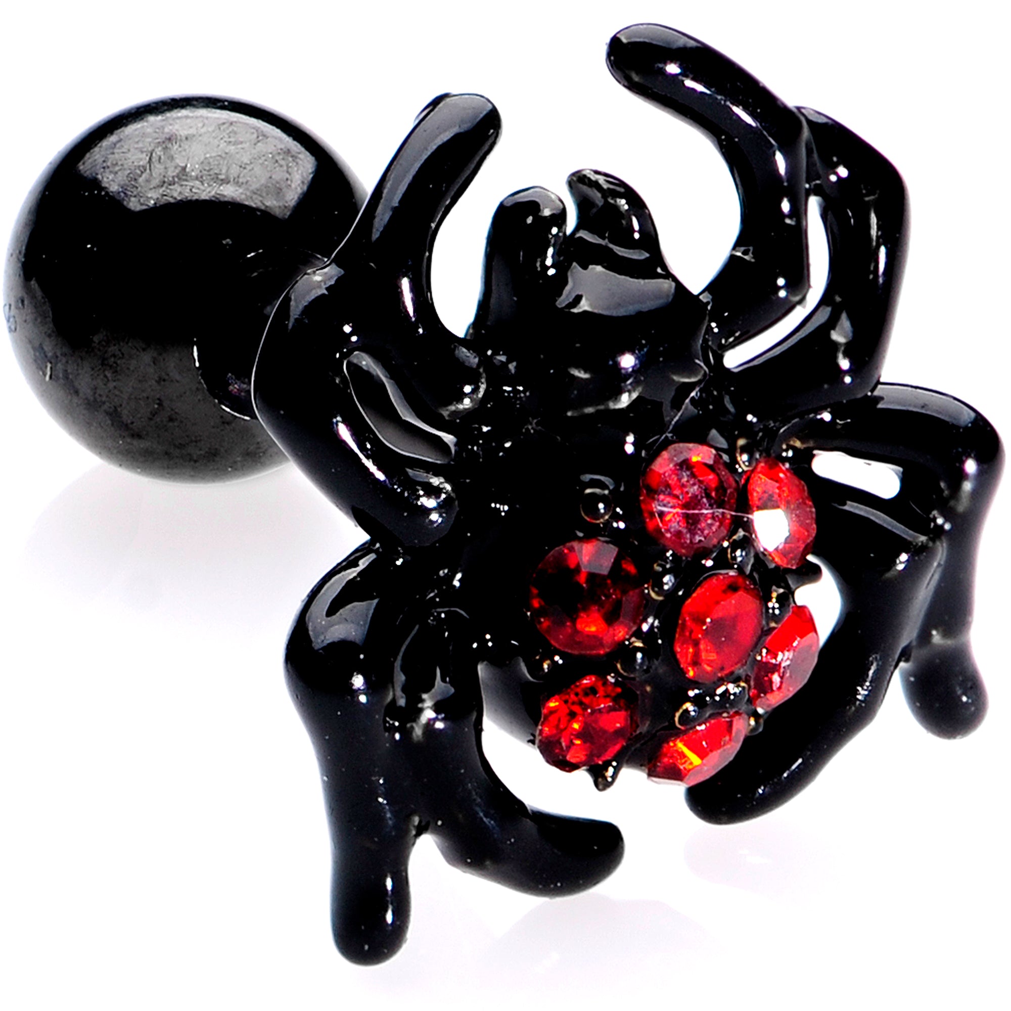 16G 1/4 Black Red Gem Spider Halloween Cartilage Tragus Set of 3