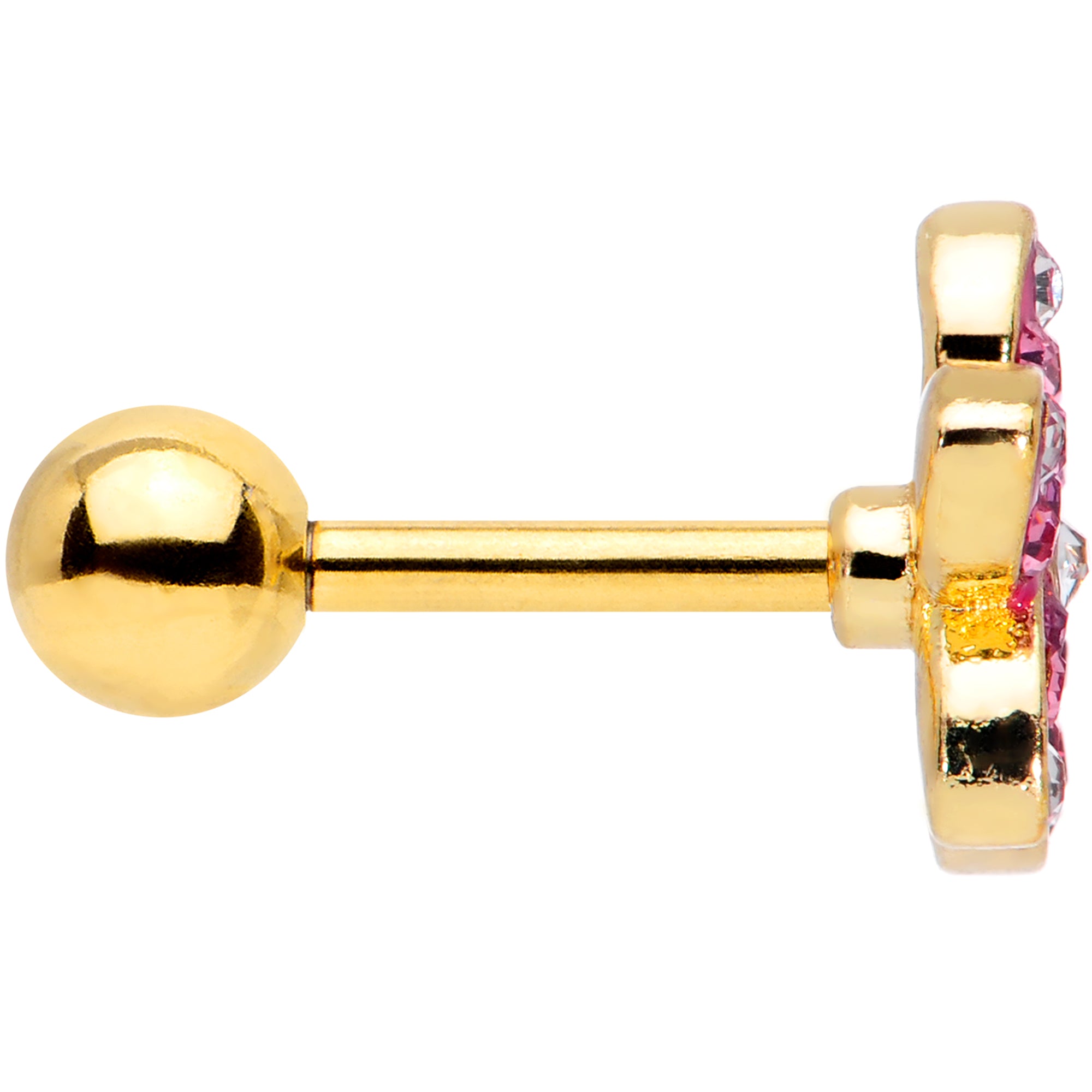 16G 1/4  Purple Gem Gold Tone Fabulous Flower Cartilage Tragus