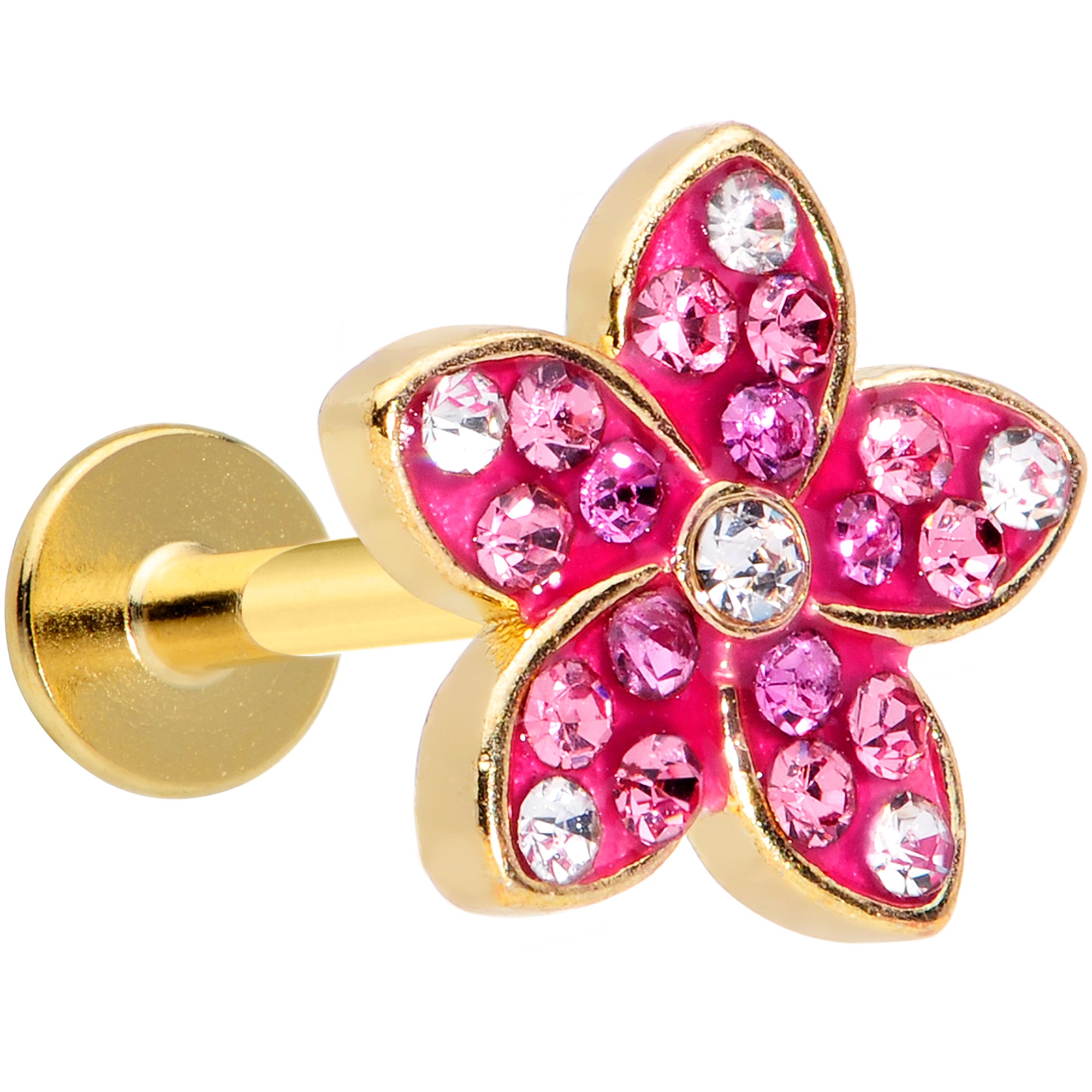 16G 5/16 Purple Gem Gold Hue Fabulous Flower Labret Monroe Tragus