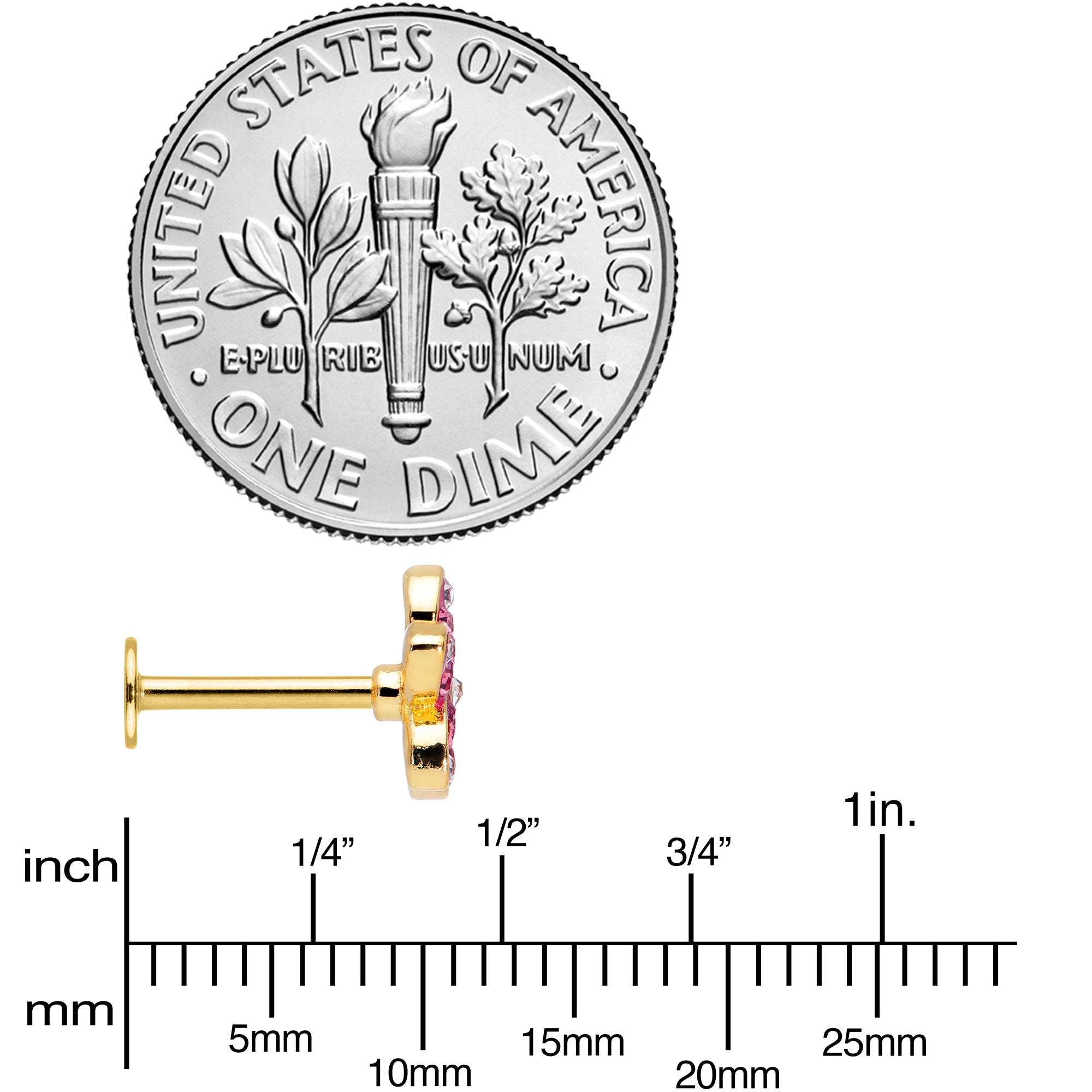 16G 5/16 Purple Gem Gold Hue Fabulous Flower Labret Monroe Tragus