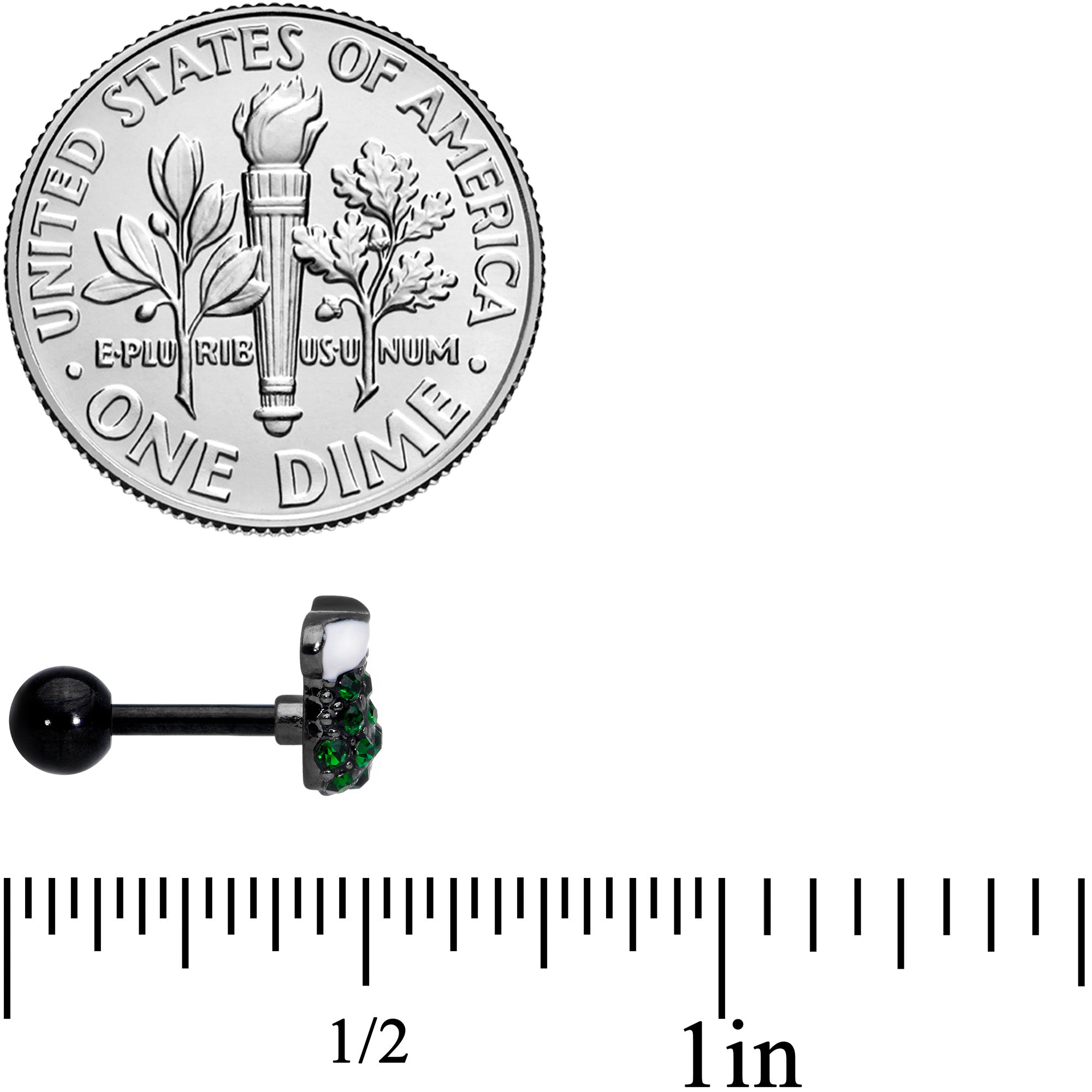 16G 1/4 Red CZ Gem Gold Tone Christmas Cartilage Earring Set of 3