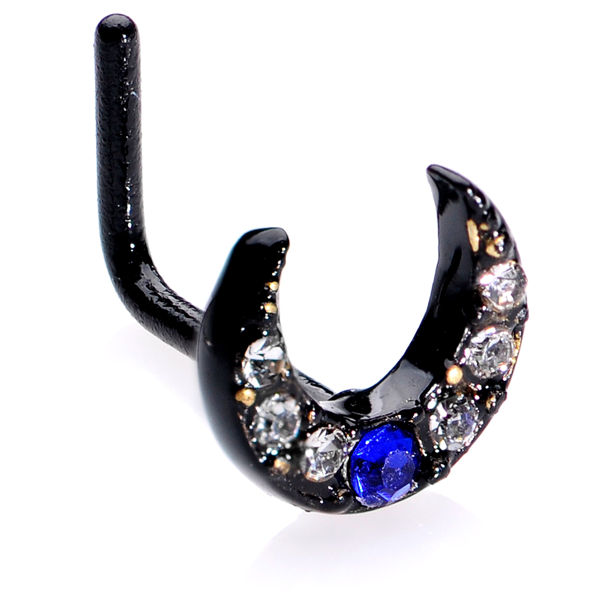 20G 5/16 Blue Gem Black Moon Star Assorted Nose Ring Set of 3