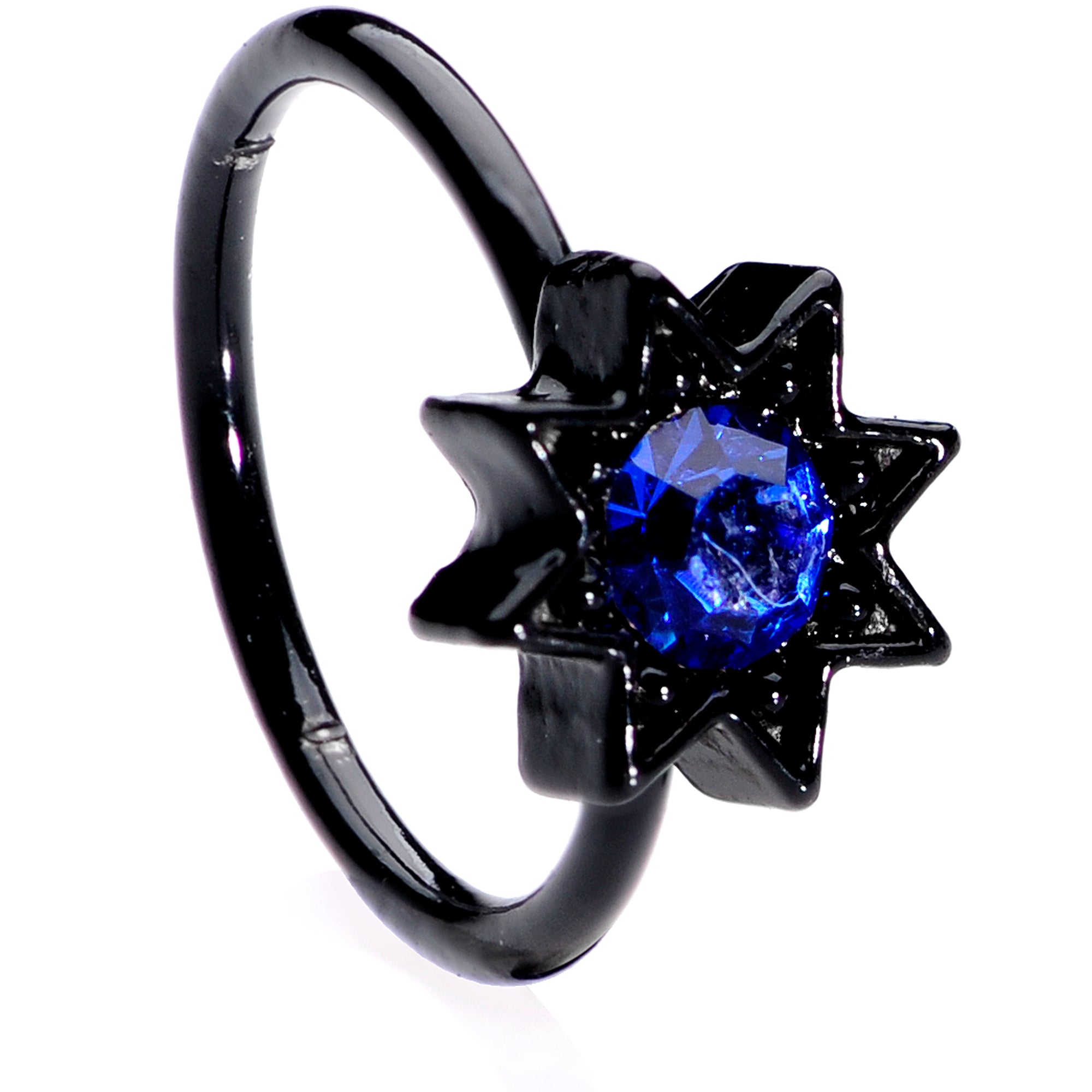 20G 5/16 Blue Gem Black Moon Star Assorted Nose Ring Set of 3