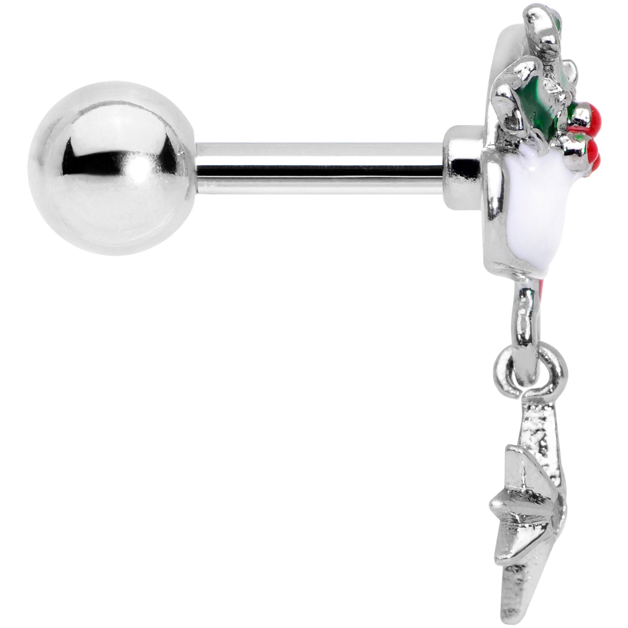 16G 1/4 Clear Gem Jolly Santa Hat Christmas Cartilage Tragus