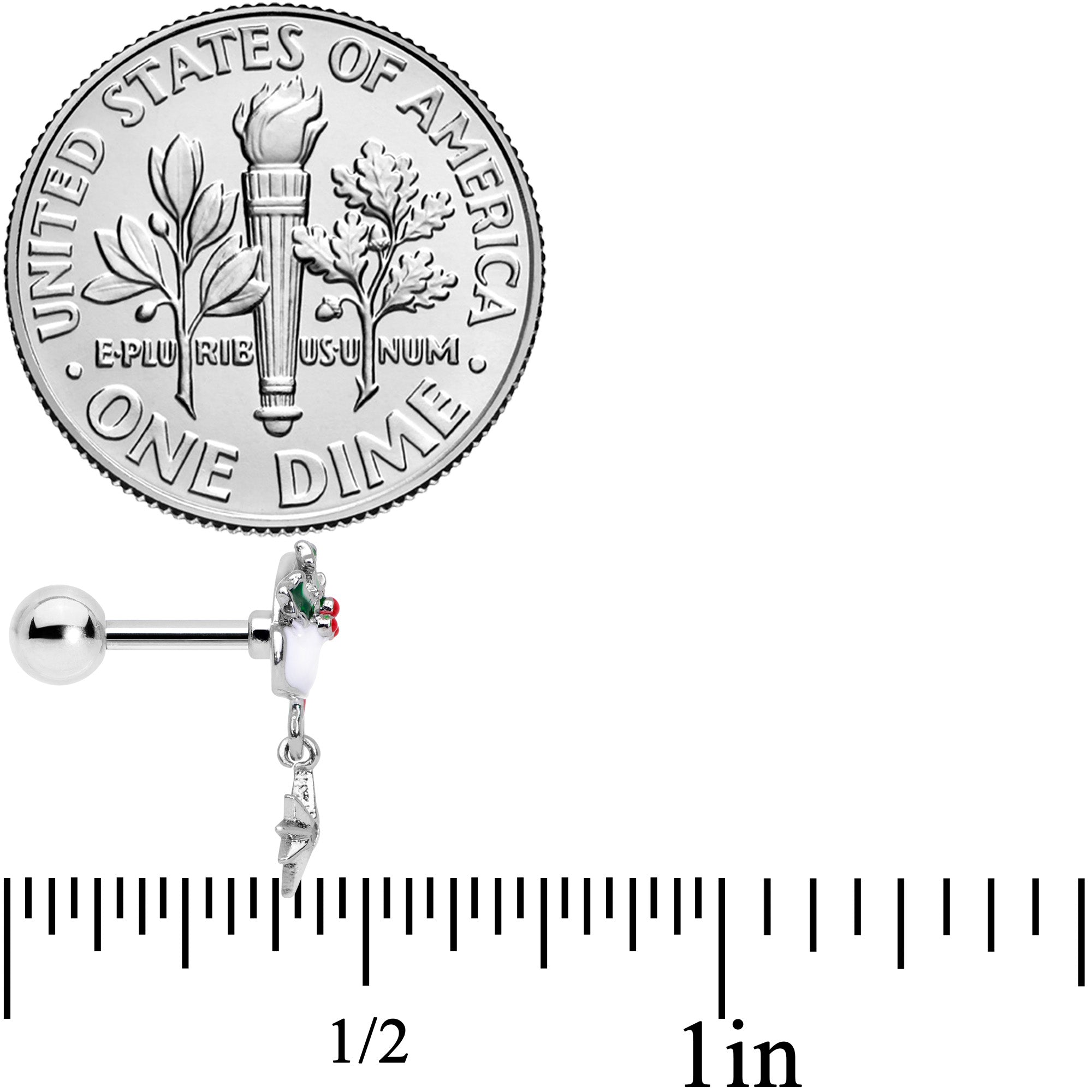 16G 1/4 Clear Gem Jolly Santa Hat Christmas Cartilage Tragus