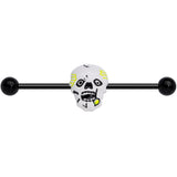14 Gauge Black Skull Halloween Industrial Barbell 38mm