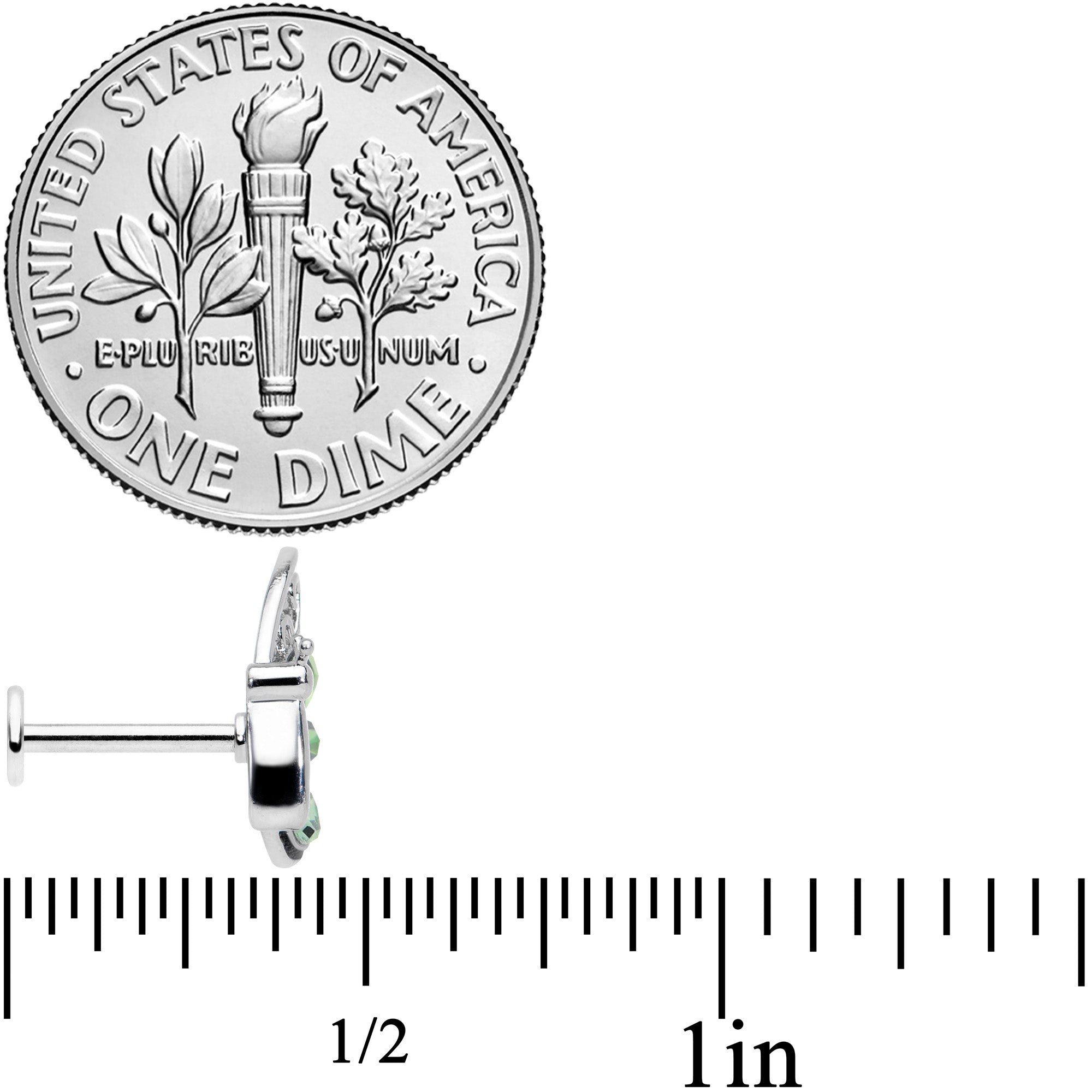 16G 5/16 Green Gem Lacy Butterfly Labret Monroe Tragus