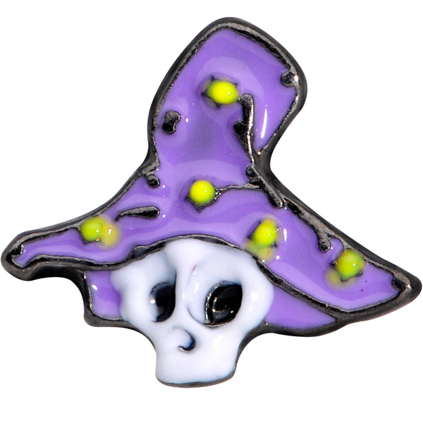 16 Gauge 1/4 Skull Purple Witch Hat Halloween Cartilage Tragus Earring