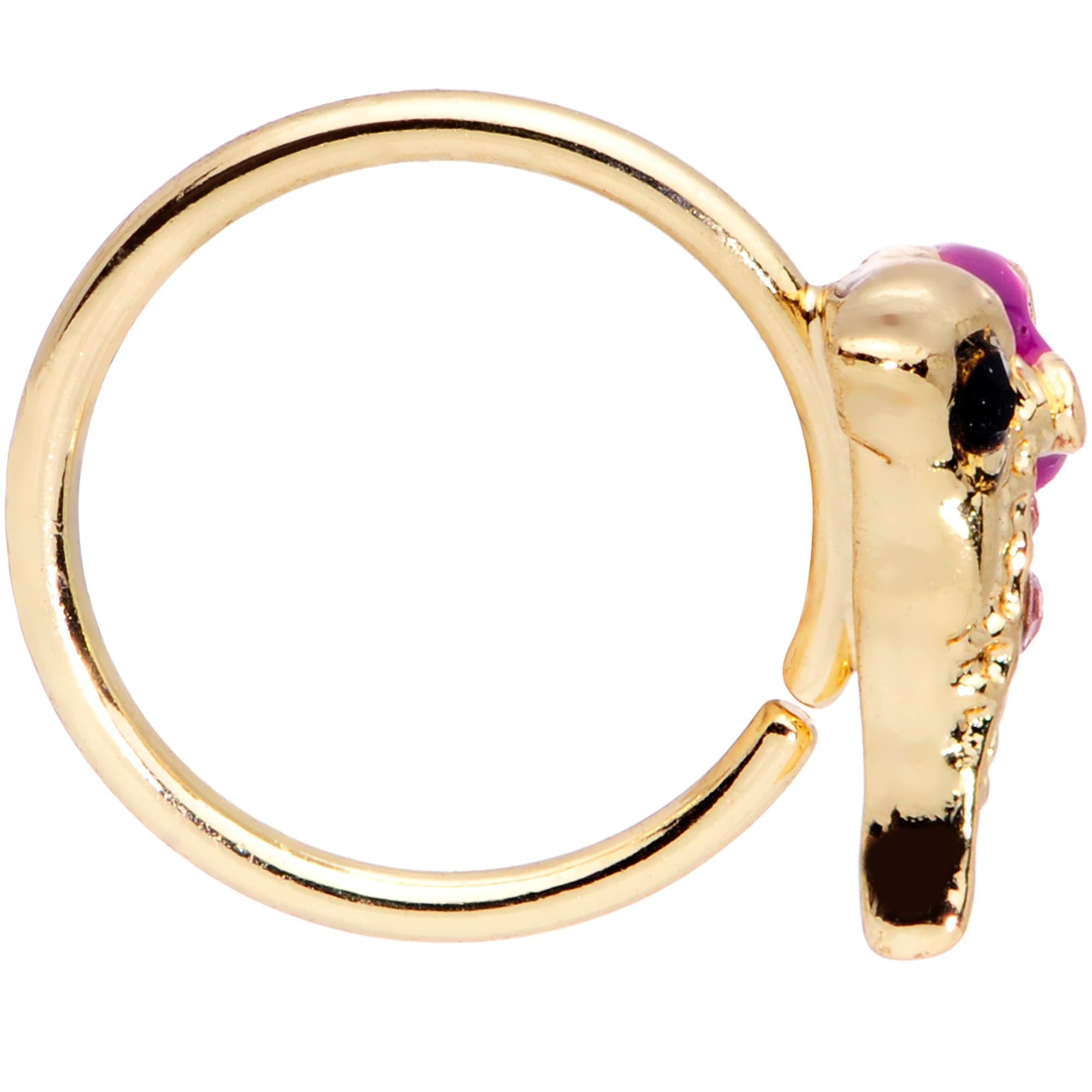 20G 5/16 Purple Gem Gold Tone Dainty Dolphin Nose Hoop