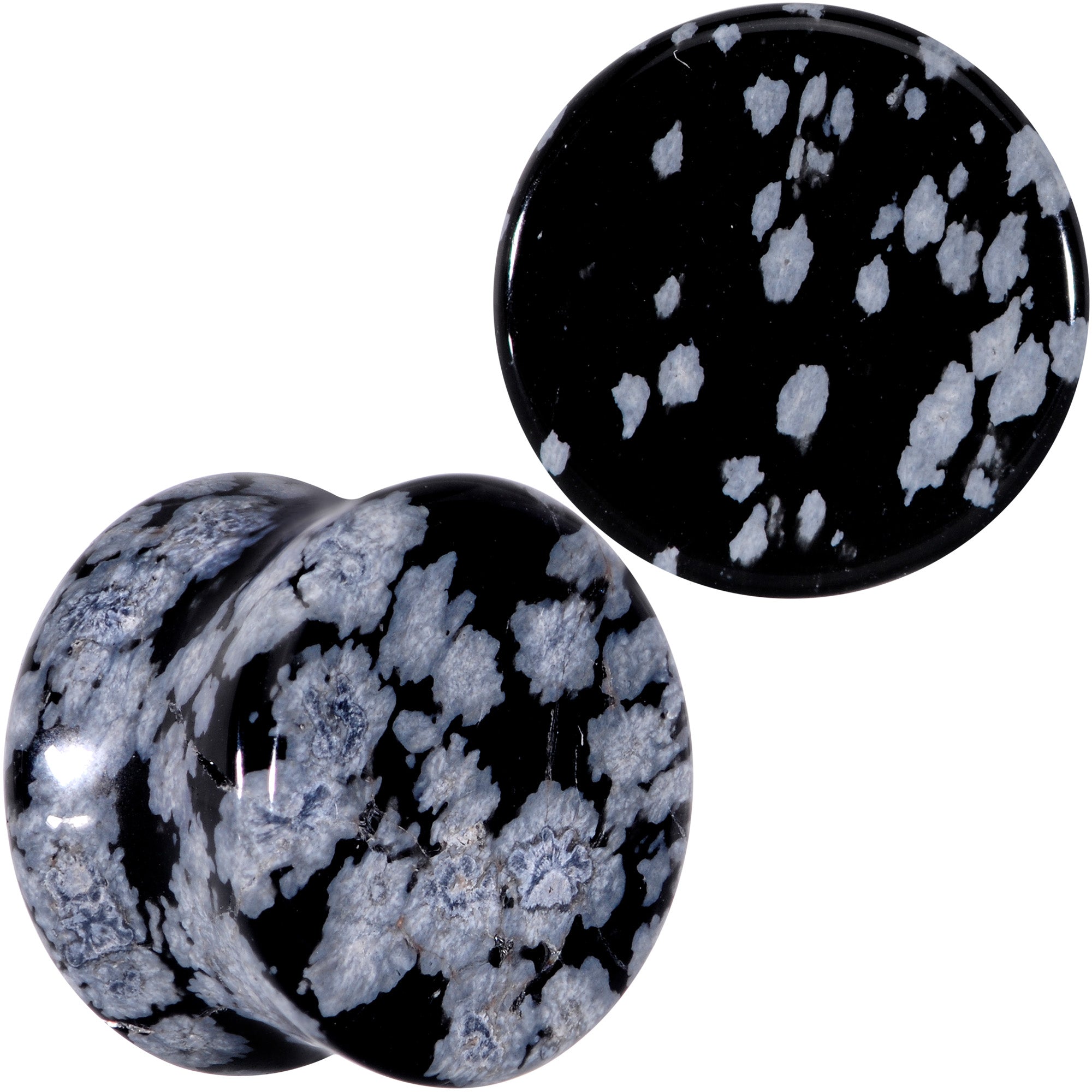Natural Black White Snowflake Obsidian Saddle Plug Set