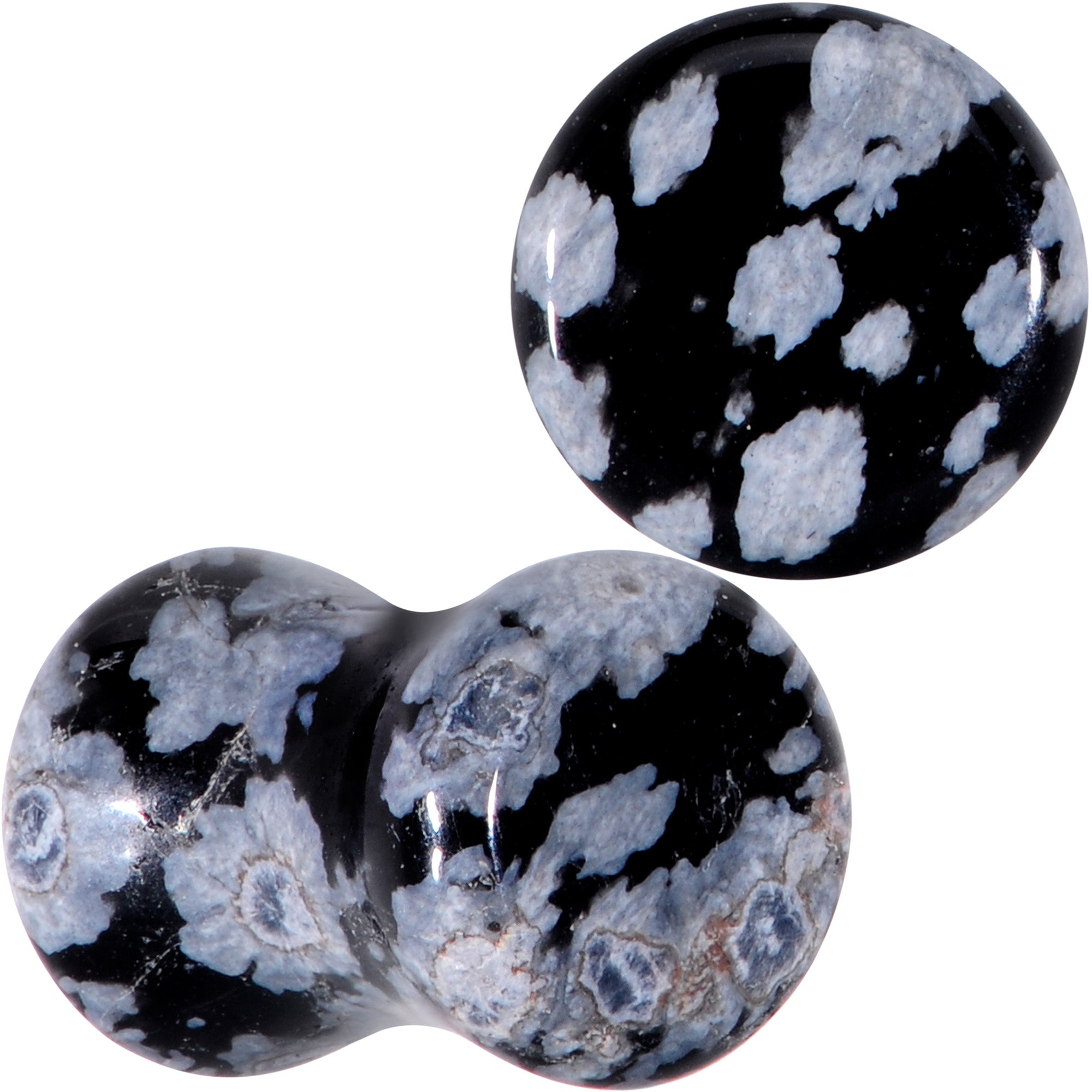 Natural Black White Snowflake Obsidian Saddle Plug Set