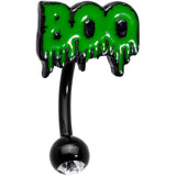 Clear Gem Black Green Spooky Boo Halloween Top Mount Belly Ring