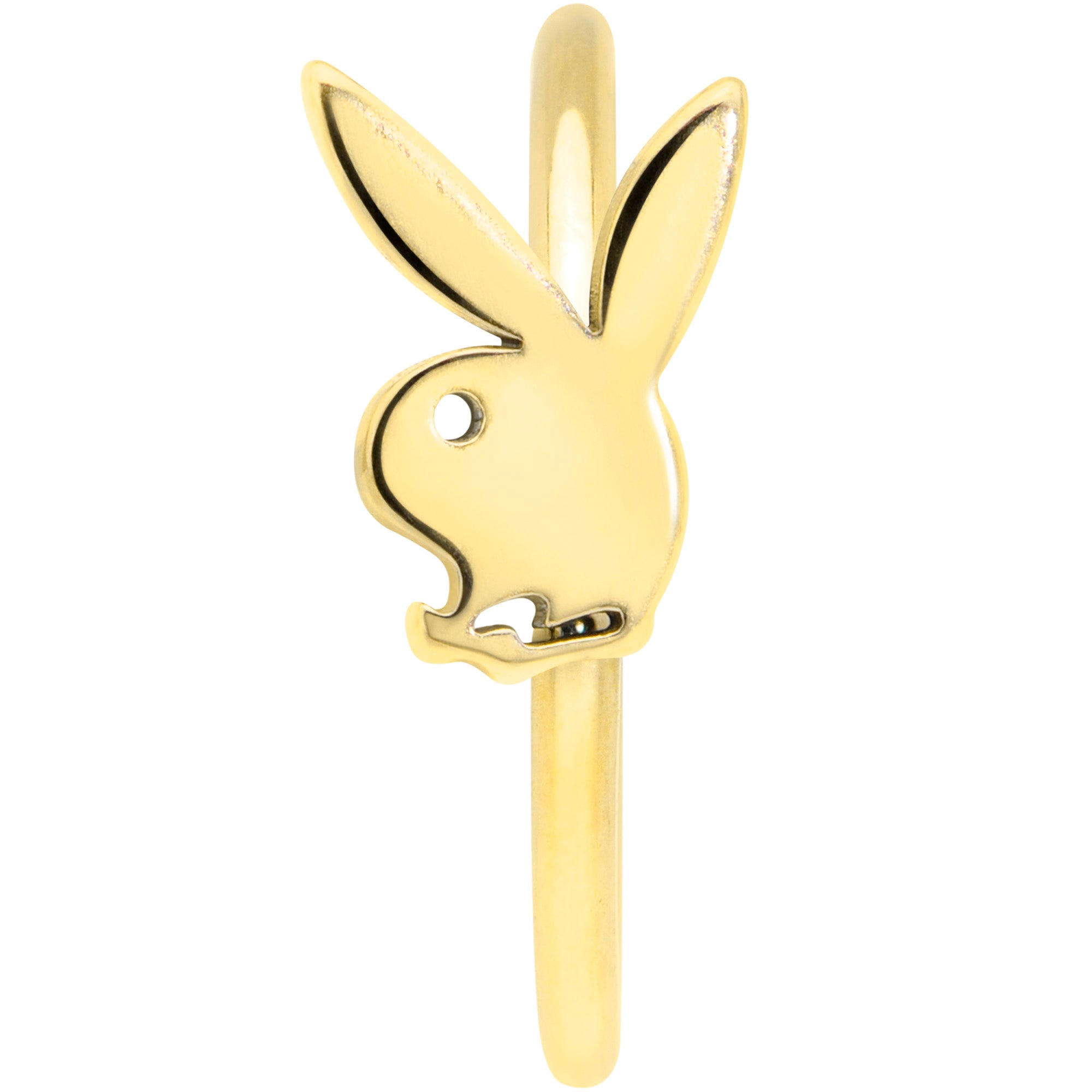 20 Gauge 5/16 Gold Tone Licensed Playboy Bunny Nose Hoop