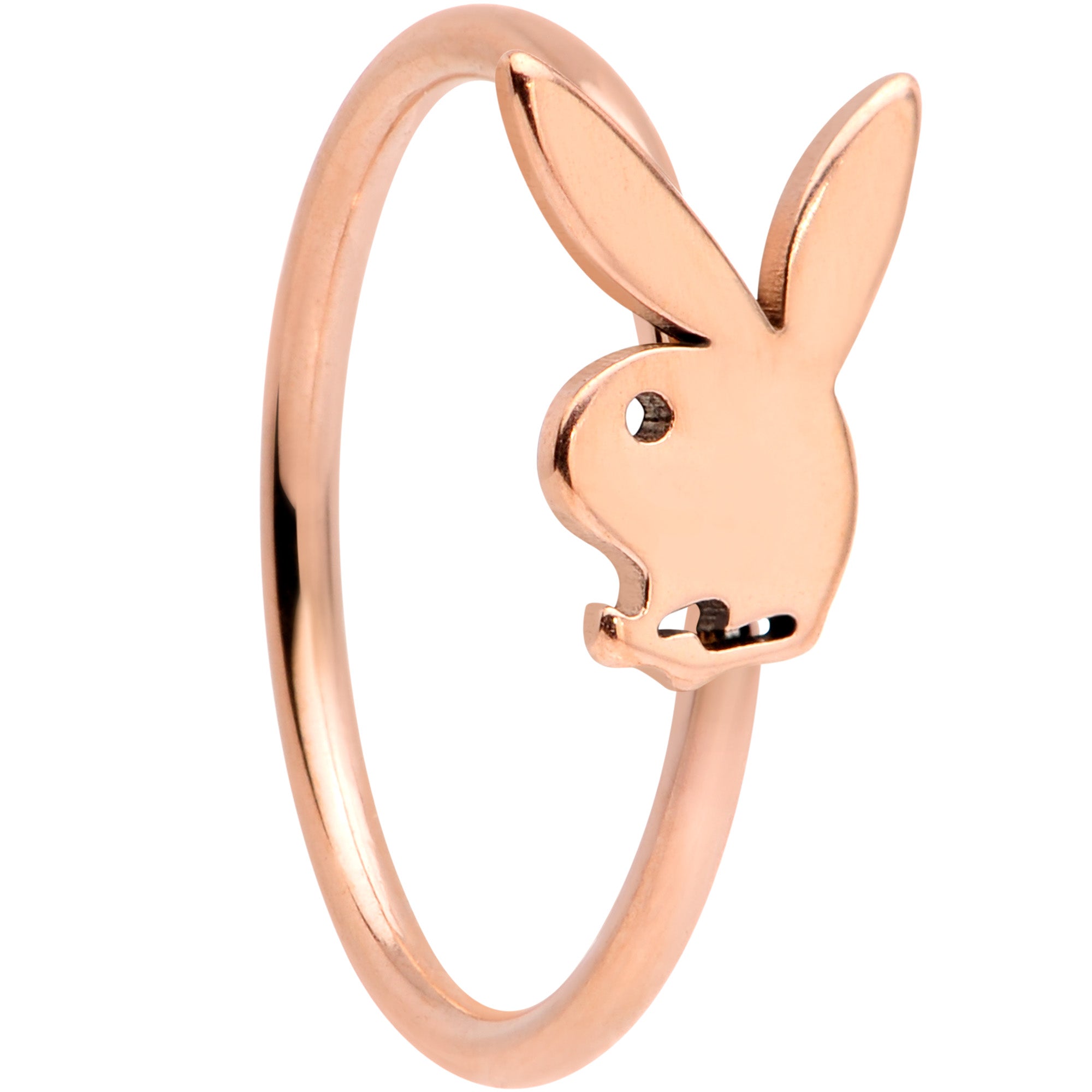 20G 5/16 Rose Gold Tone Licensed Playboy Bunny Nose Hoop