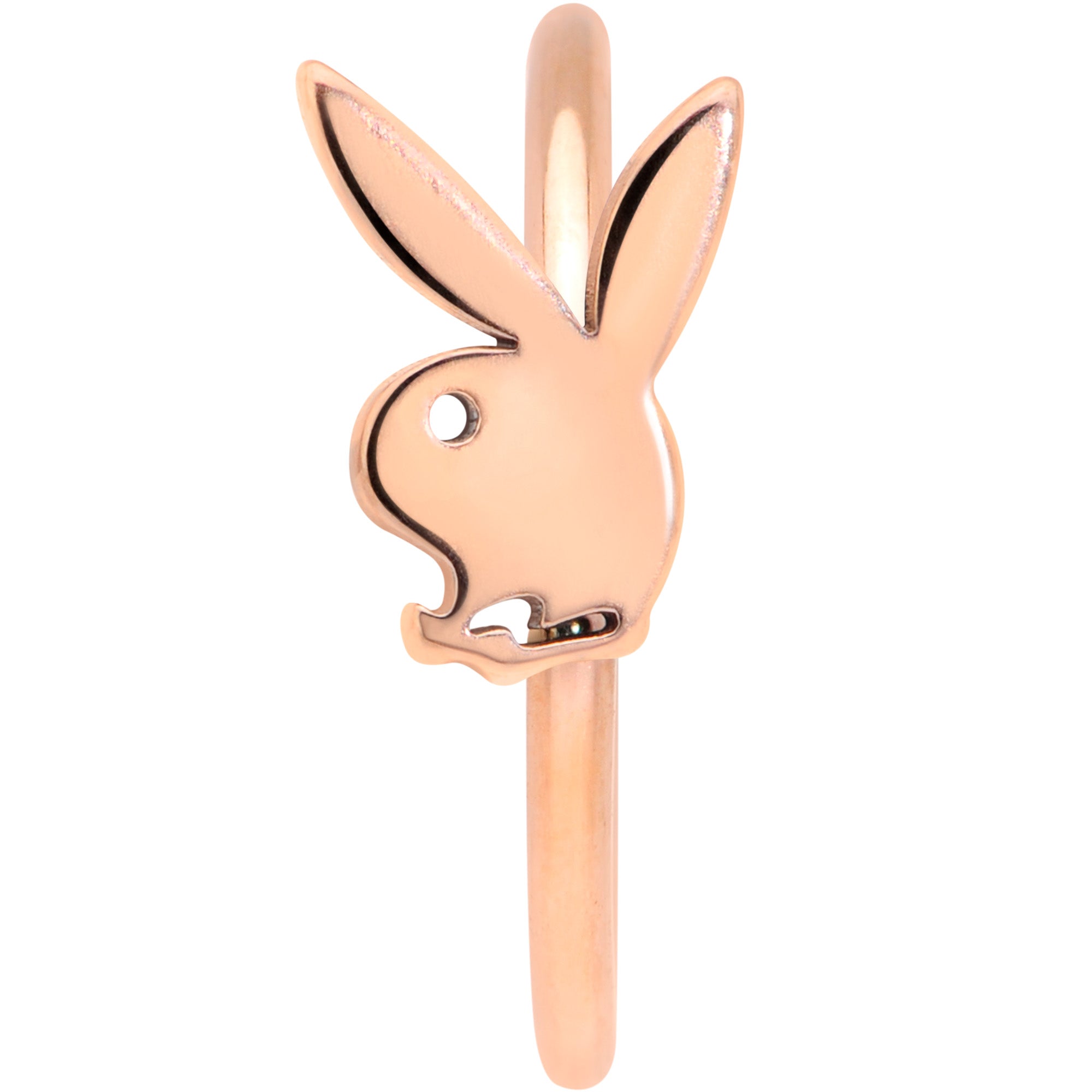 20 Gauge 5/16 Rose Gold Tone Licensed Playboy Bunny Nose Hoop