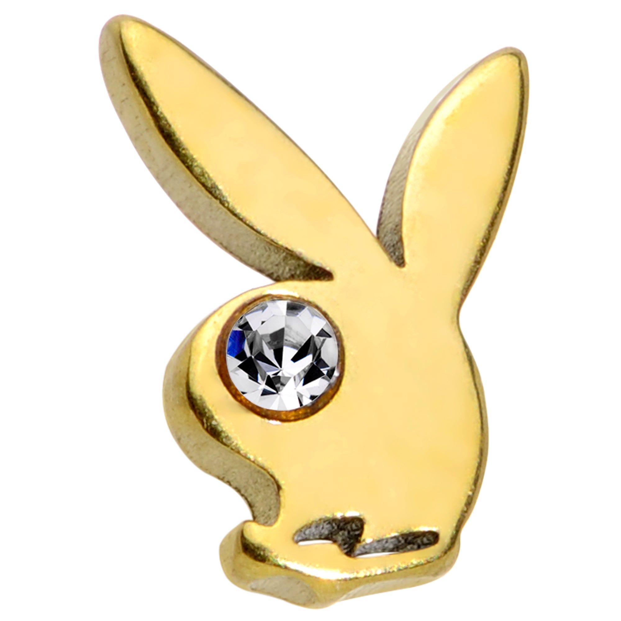 16G 1/4 Licensed Playboy Clear CZ Gold Hue Internal Thread Labret
