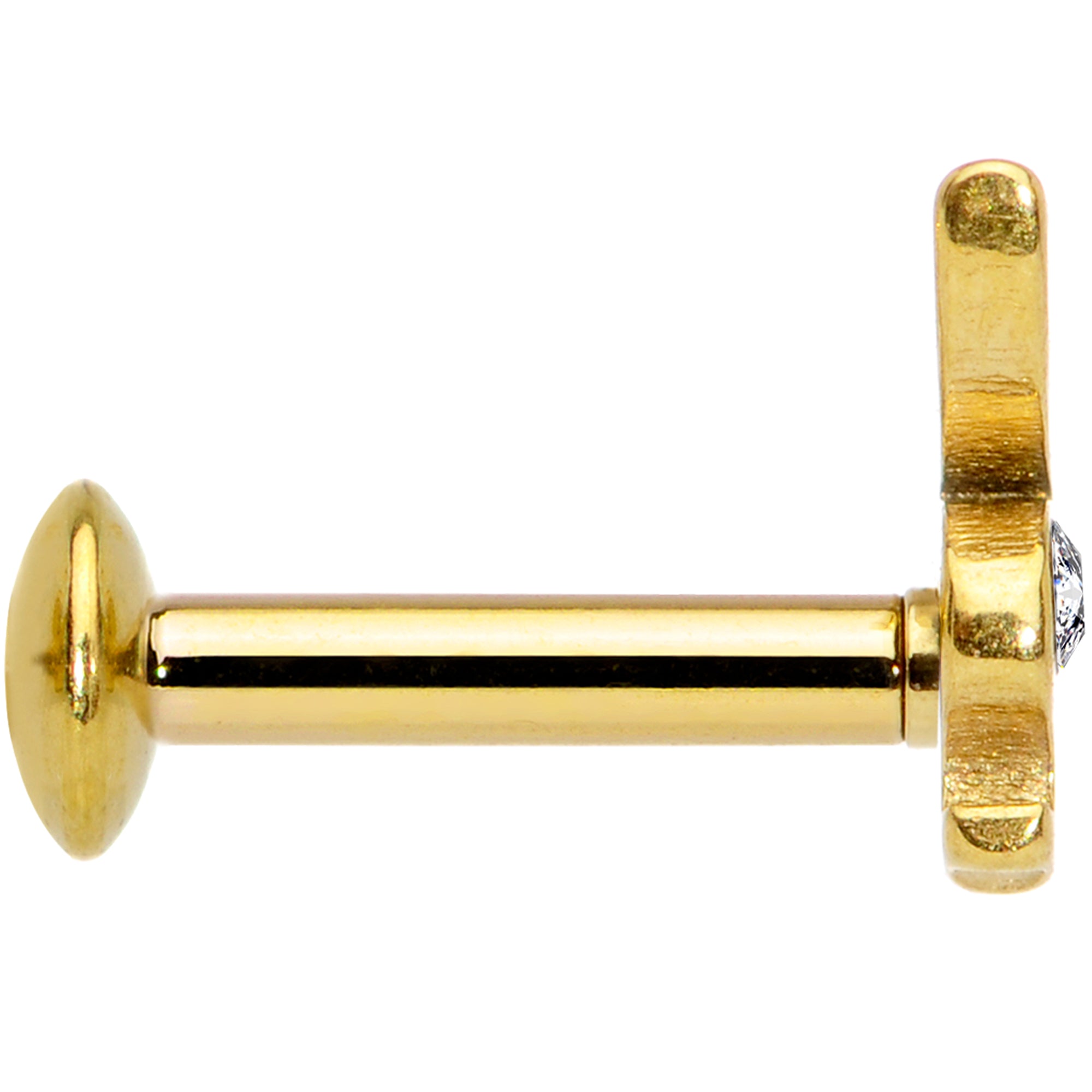 16G 1/4 Licensed Playboy Clear CZ Gold Hue Internal Thread Labret