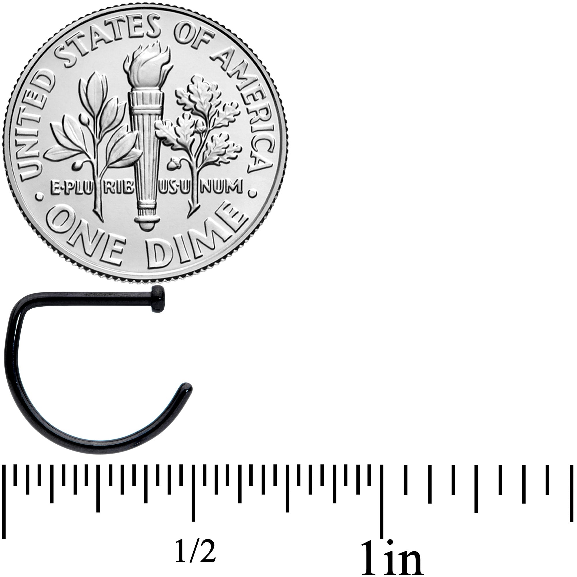 18G 3/8 Black G23 Implant Grade Titanium D Shape Nose Hoop