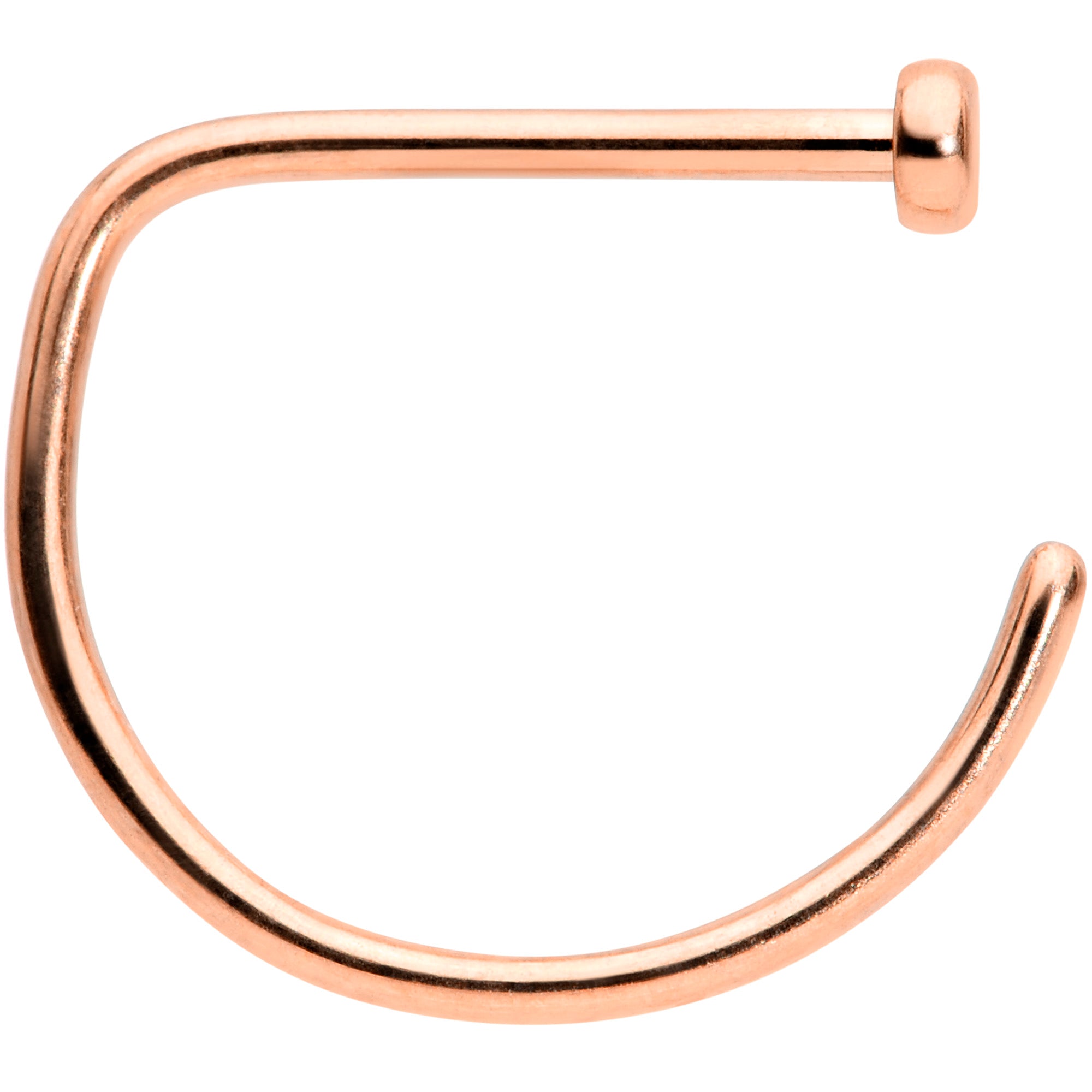 20G 3/8 Rose Gold Hue Implant Grade Titanium D Shape Nose Hoop
