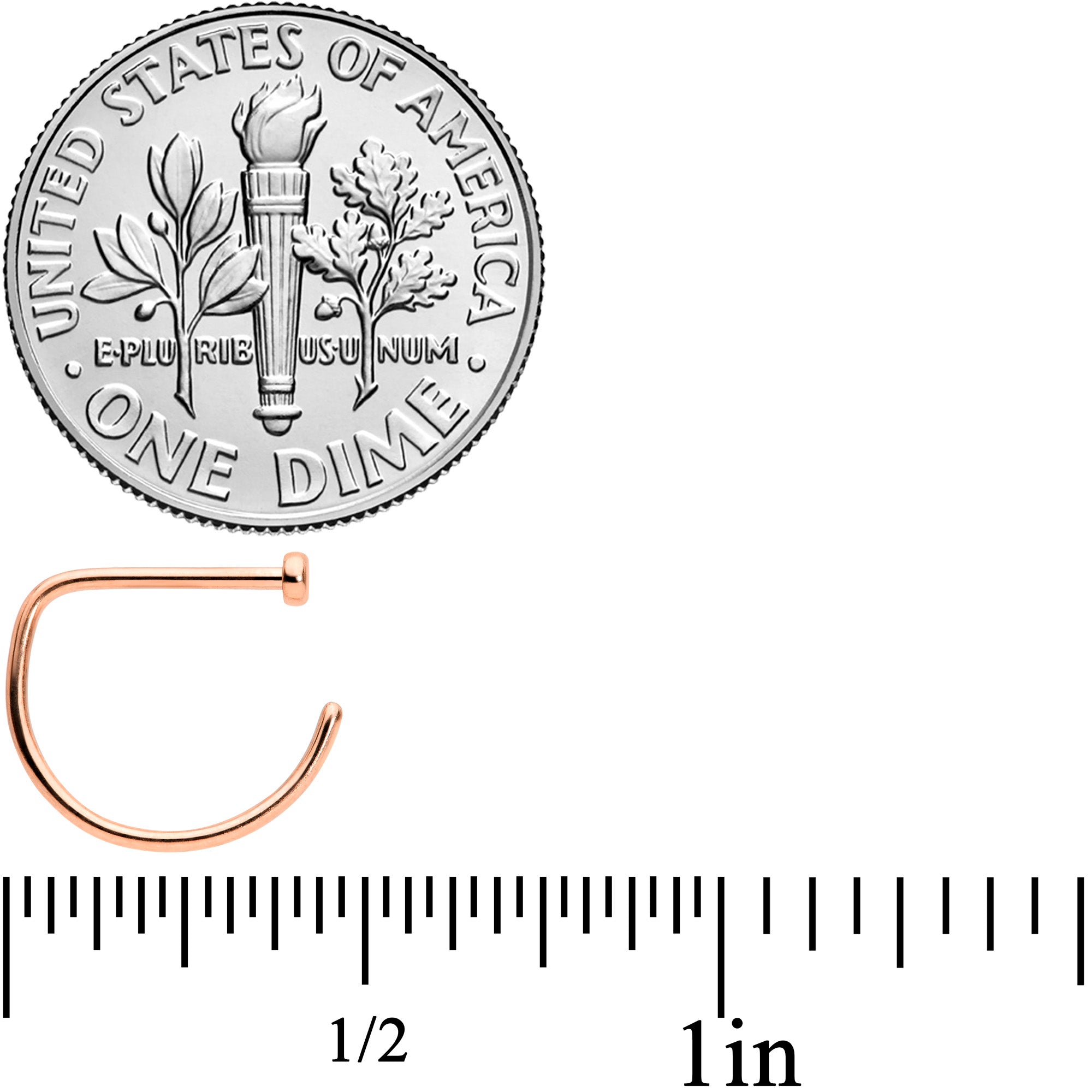 20G 3/8 Rose Gold Hue Implant Grade Titanium D Shape Nose Hoop