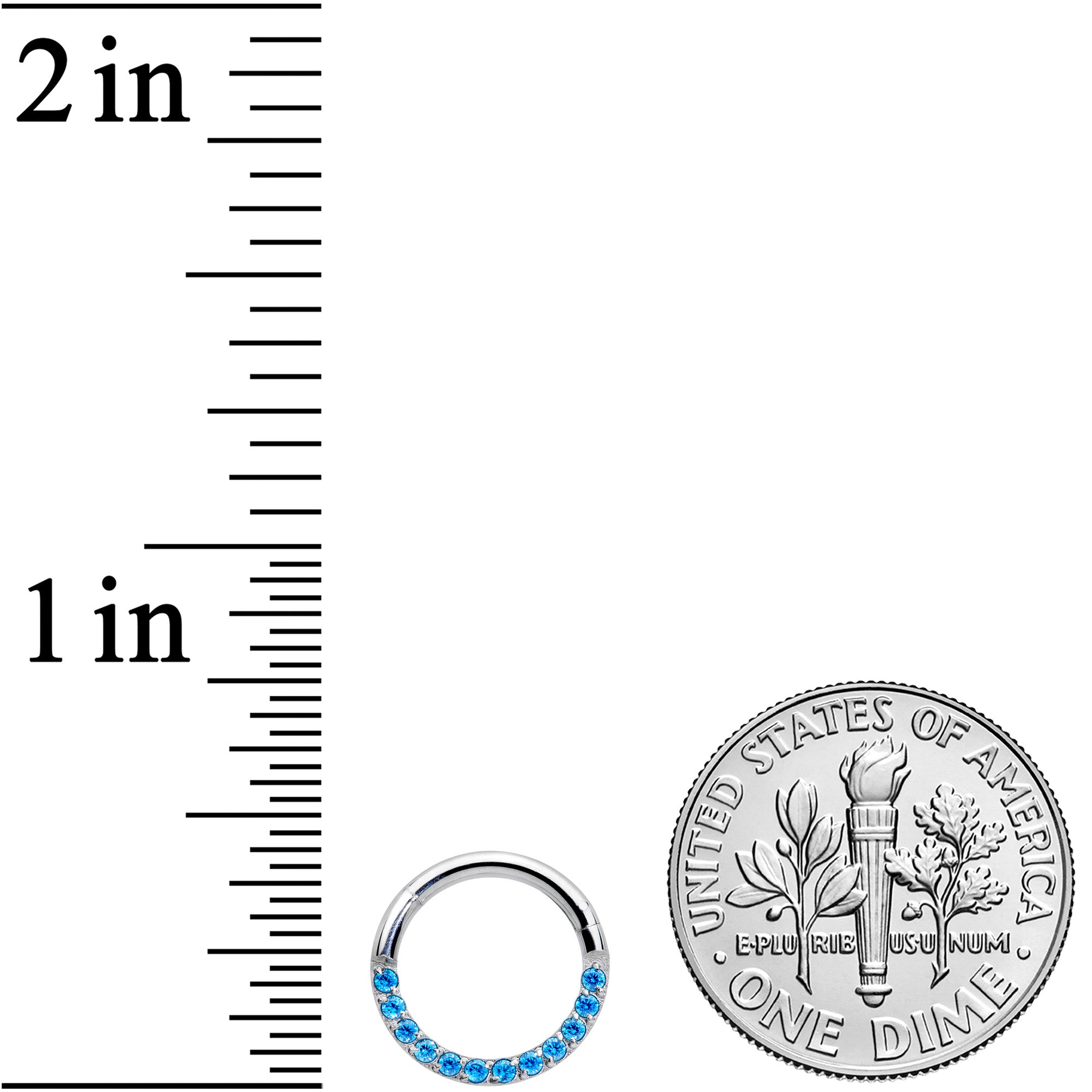 16G 5/16 Aqua Gem Paved Elegance Hinged Segment Ring