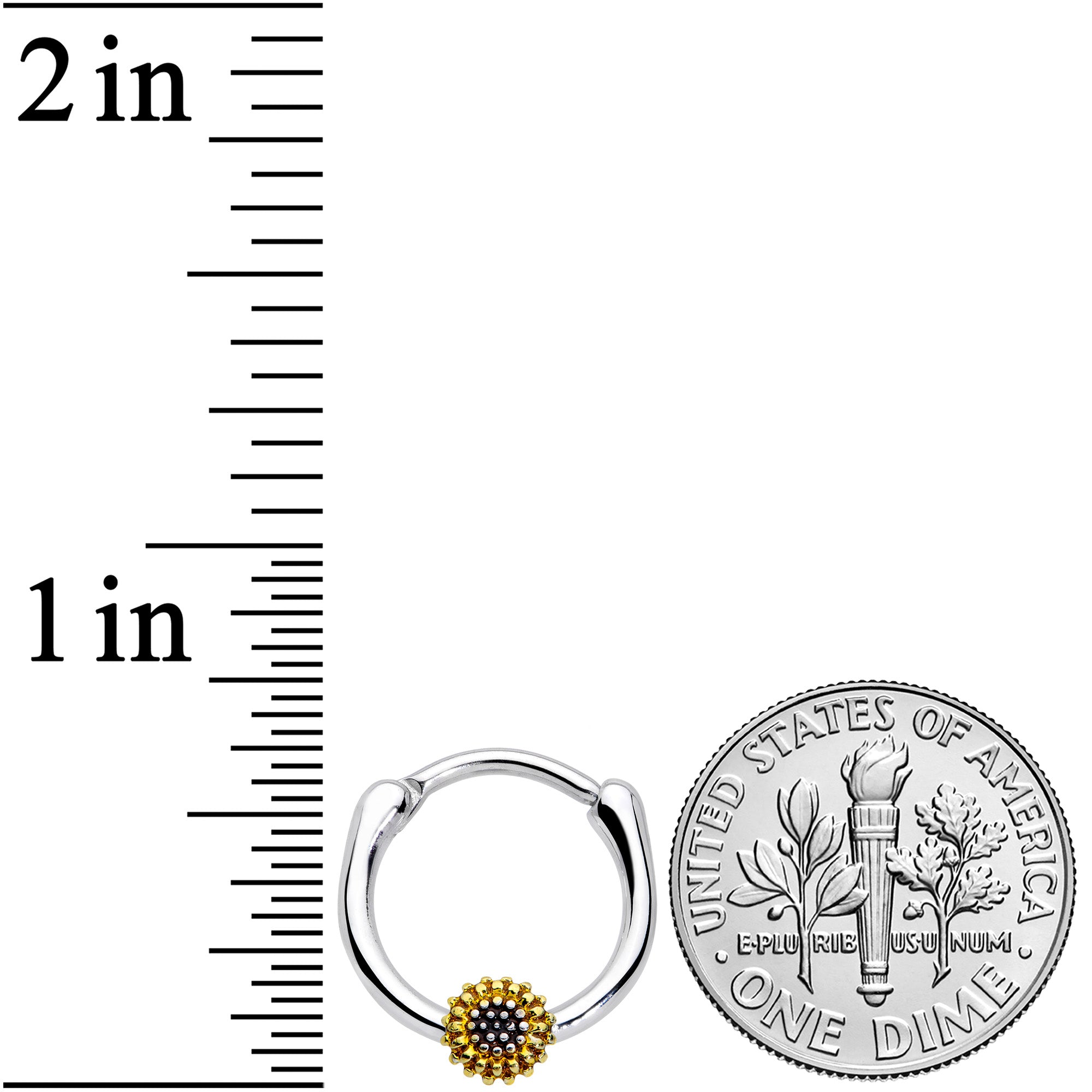 16G 3/8 Textured Yellow Sunflower Cartilage Clicker