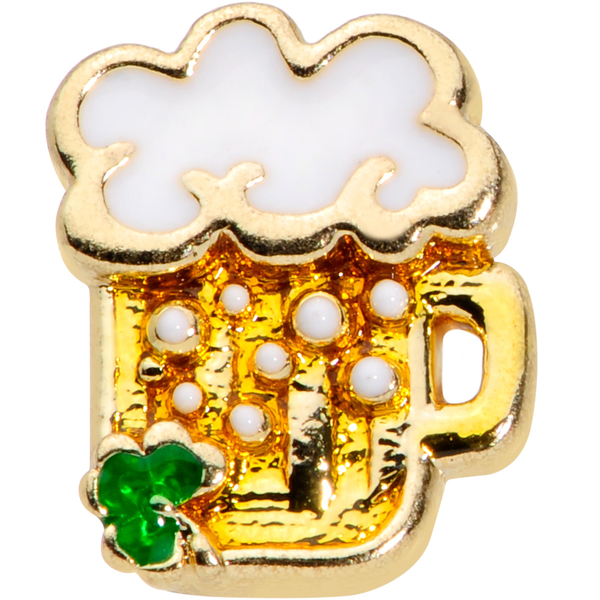 16G 1/4 Gold Tone St Patricks Beer Mug Cartilage Tragus Earring