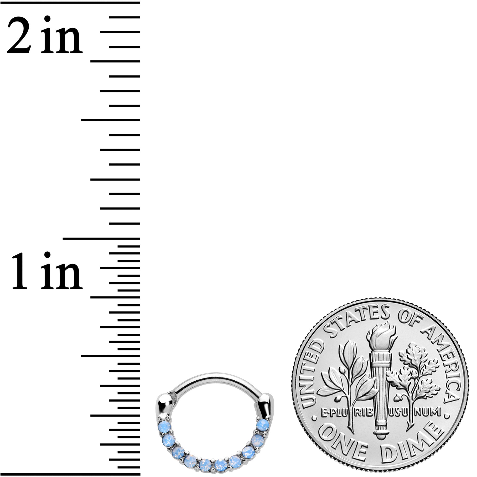 16G 5/16 Light Blue Gem Paved Cartilage Clicker