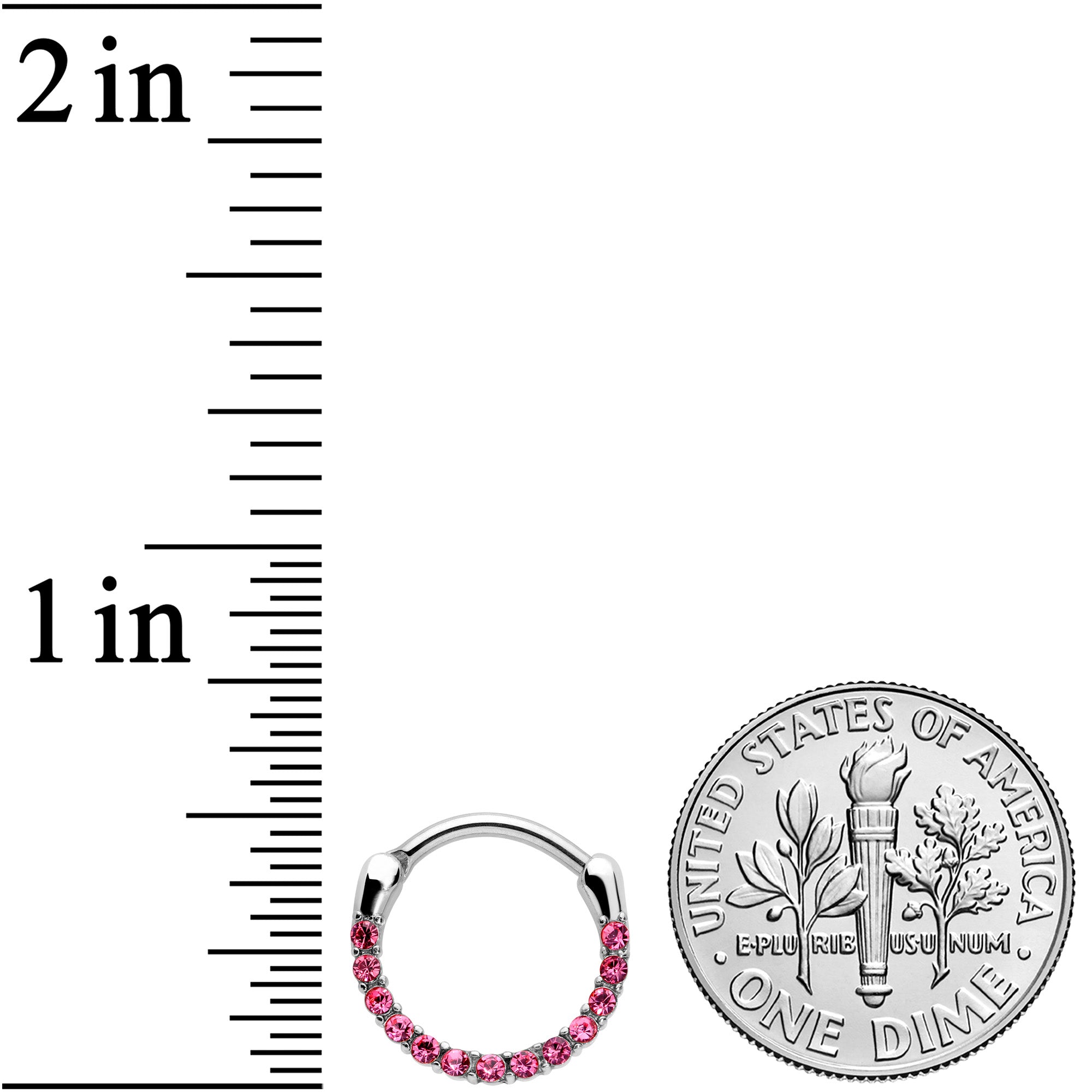 16G 3/8 Pink Gem Paved Cartilage Clicker