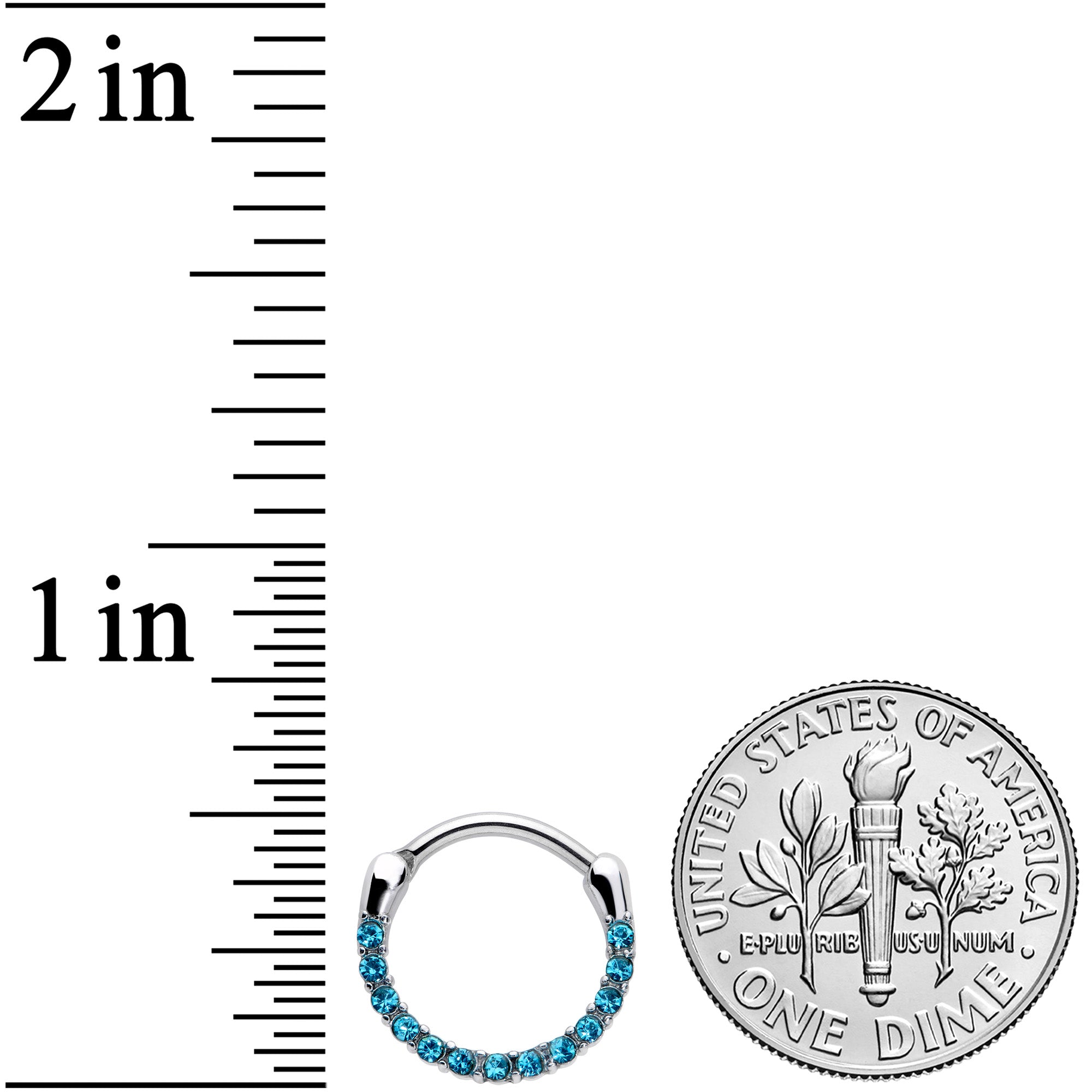 16G 3/8 Baby Blue Gem Paved Cartilage Clicker