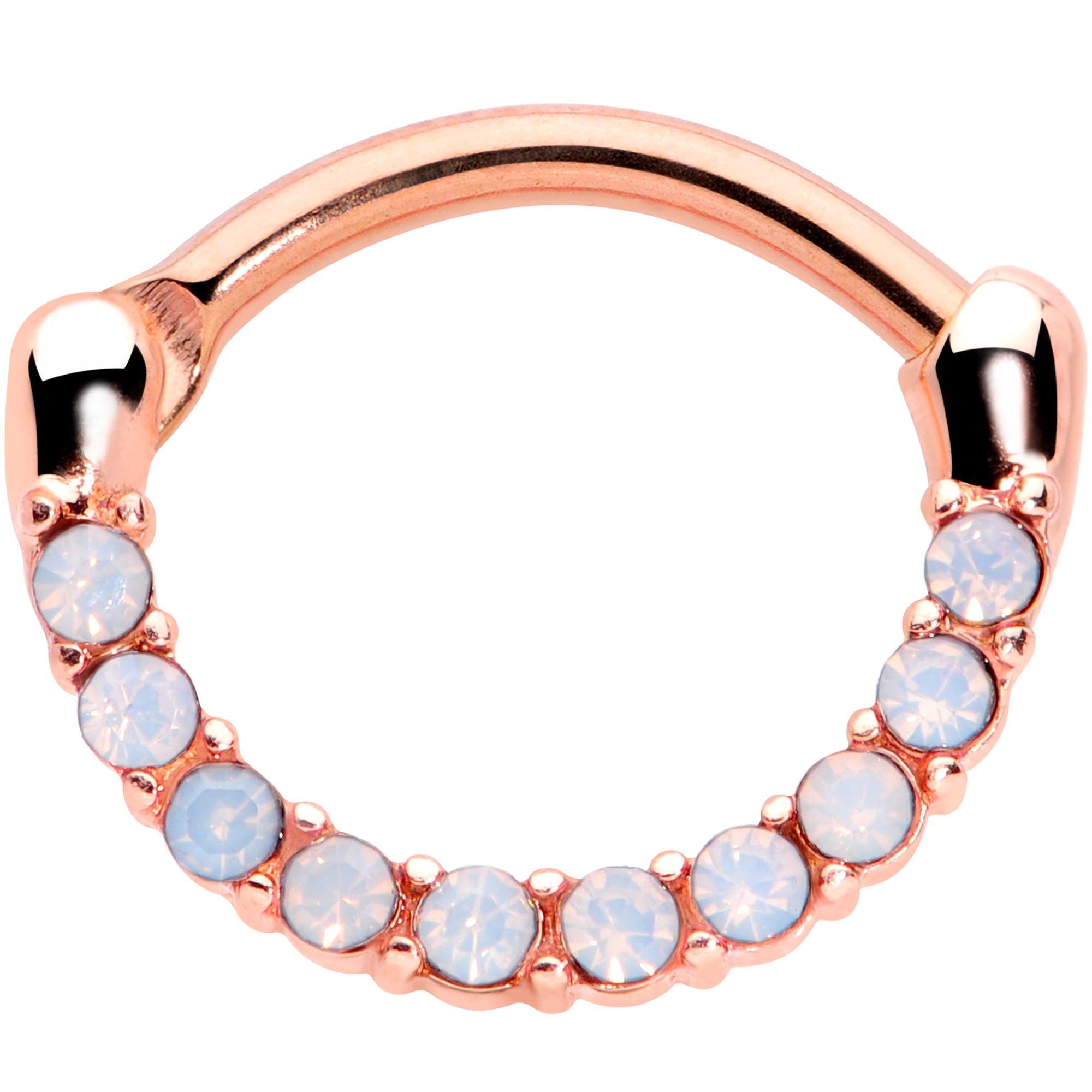 16G 5/16 Aurora Gem Rose Gold Tone Paved Cartilage Clicker