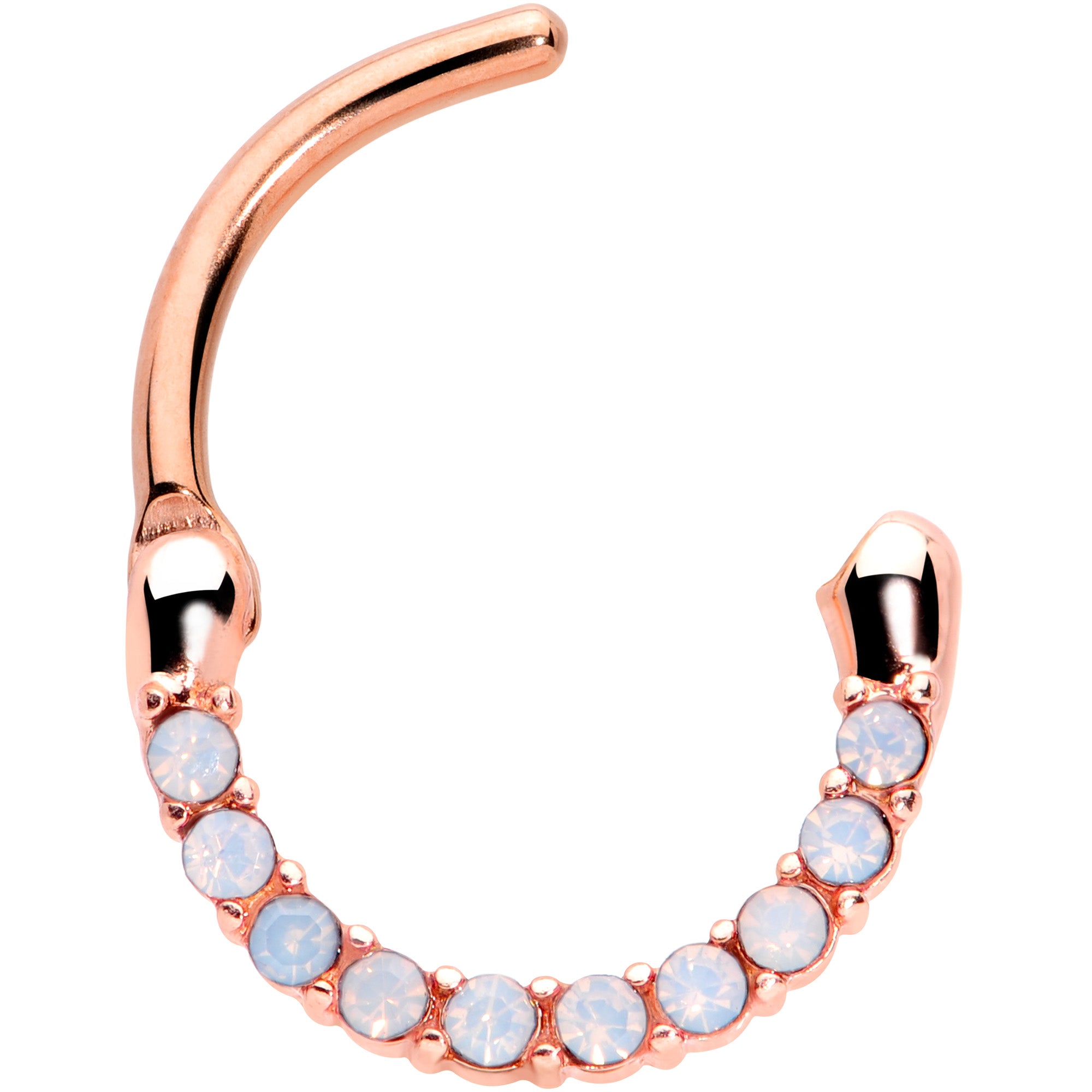 16G 5/16 Aurora Gem Rose Gold Tone Paved Cartilage Clicker