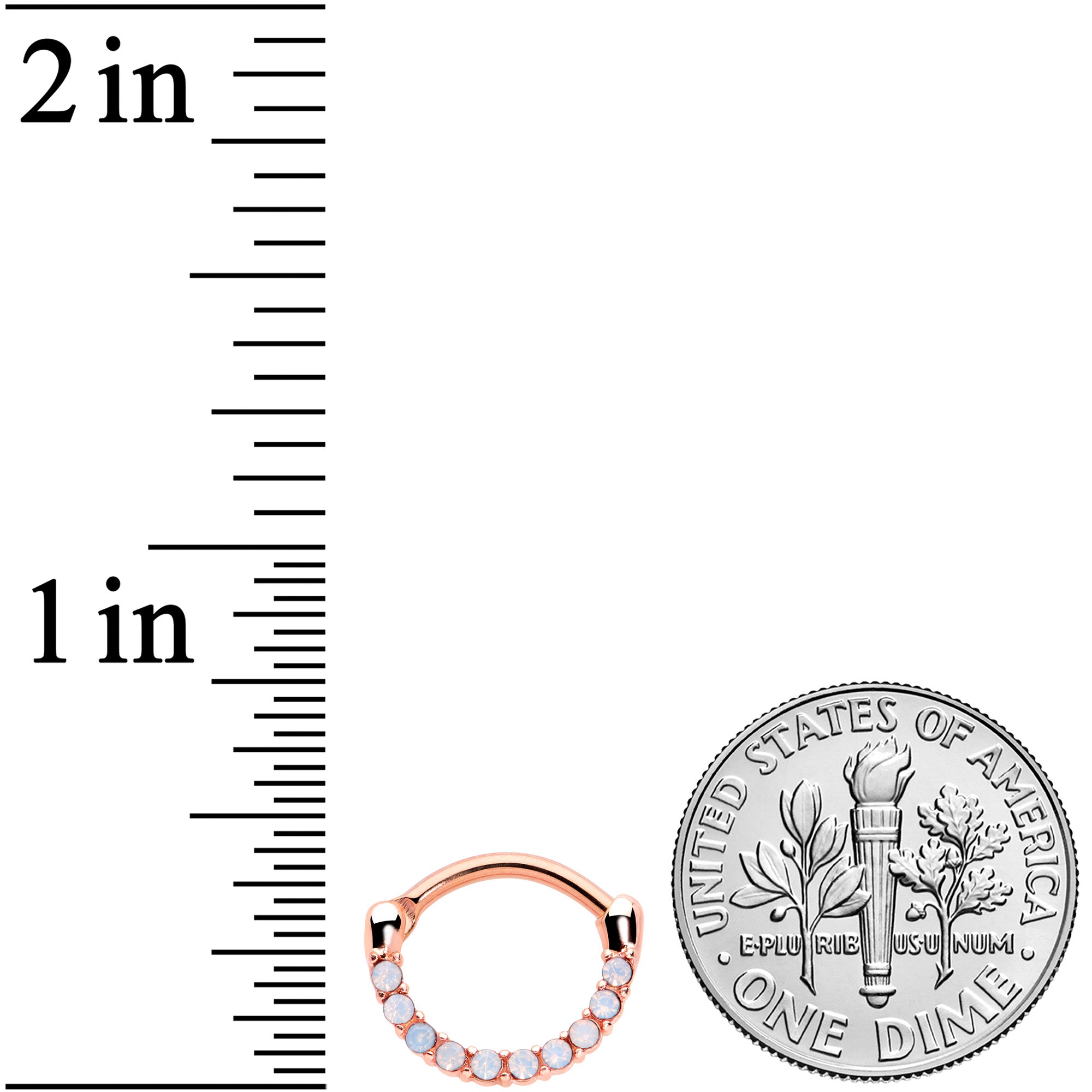 16G 5/16 Aurora Gem Rose Gold Tone Paved Cartilage Clicker