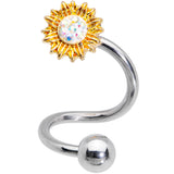 Aurora Gem Scintillating Sunflower Spiral Twister Belly Ring